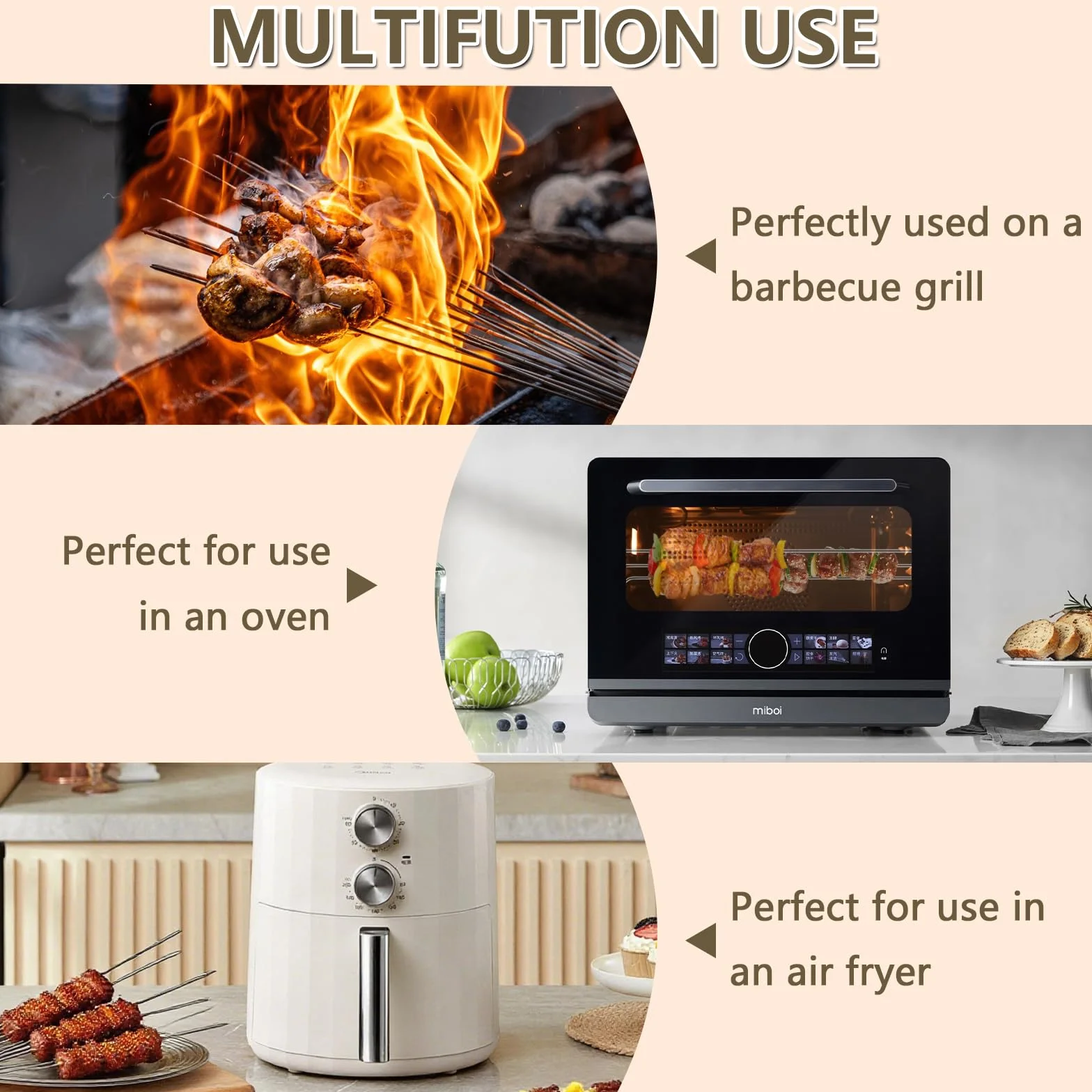 Brochettes pour Barbecue 20 Pièces en Acier Inoxydable 25 cm Réutilisables