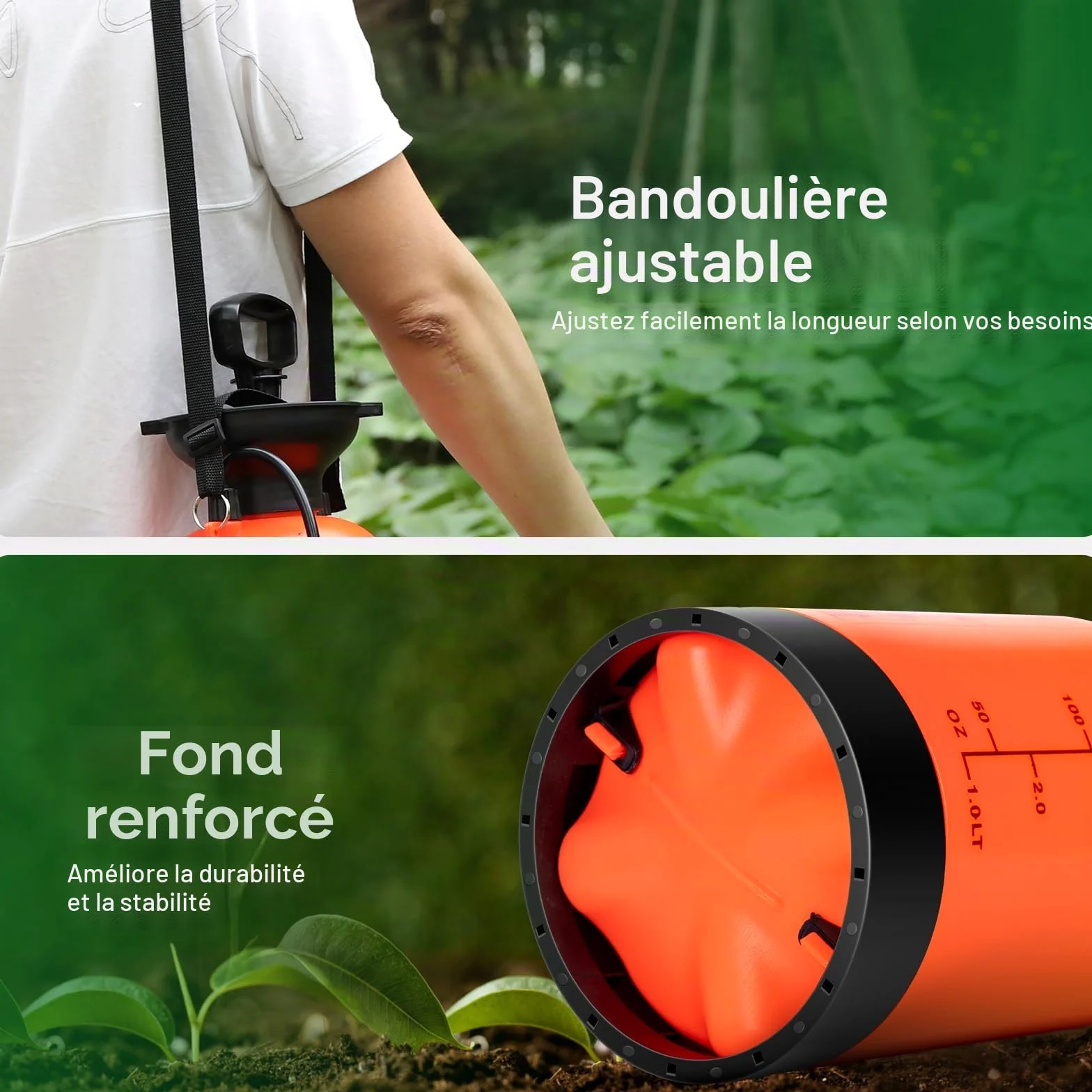 VIVOSUN Pulvérisateur à Pression 8L avec Sangle d'Épaule Réglable, Flacon d'Eau Pressurisé pour Pelouse et Jardin, pour l'Arrosage des Plantes, l'Entretien du Jardin et le Nettoyage Domestique, Orange