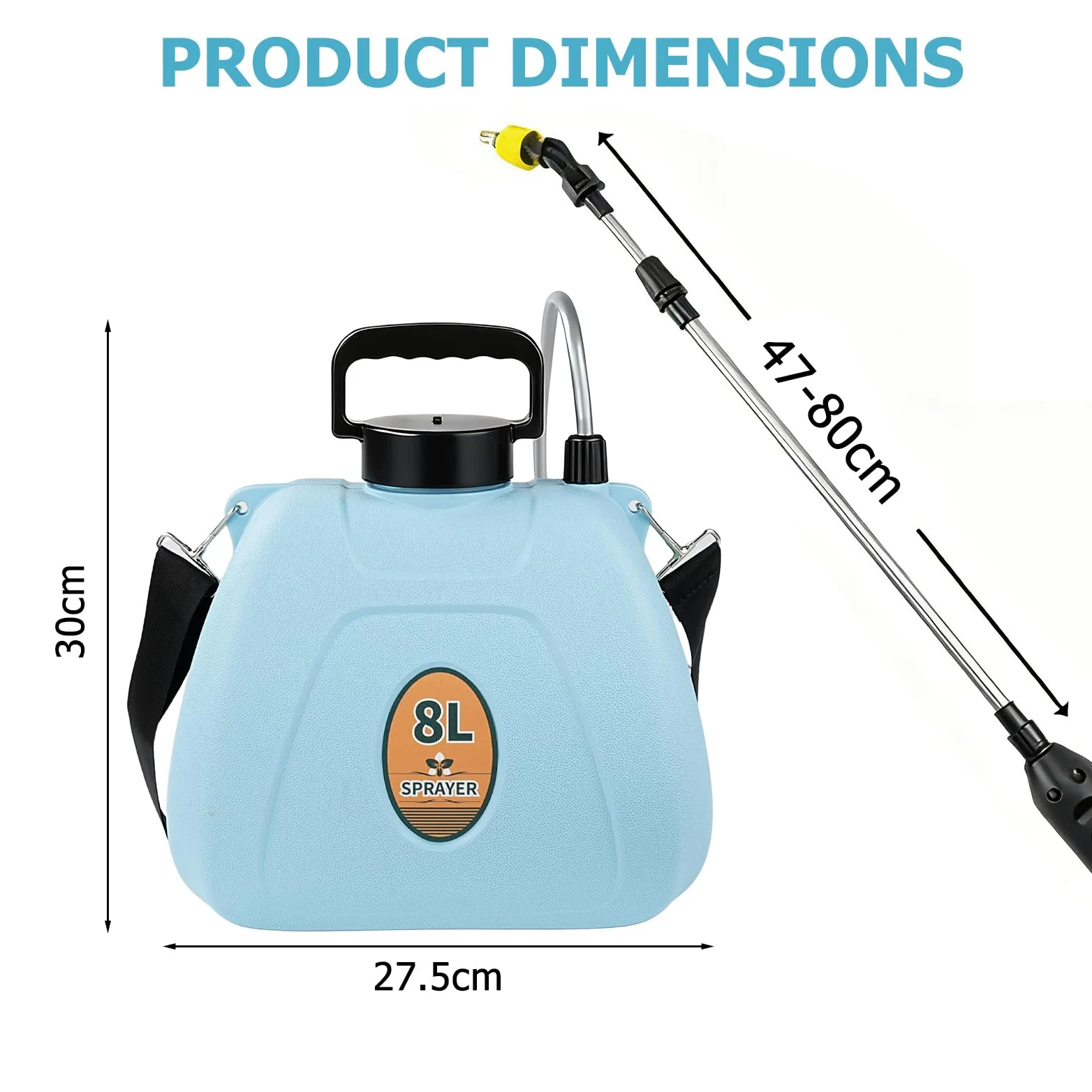 Pulvérisateur de Jardin Électrique de 8 litres, Pulvérisateur à Pression sans Fil, Capacité de Désinfection et d'arrosage pour Désherbage, Jardin et Lavage de Voiture(1500 mAh)