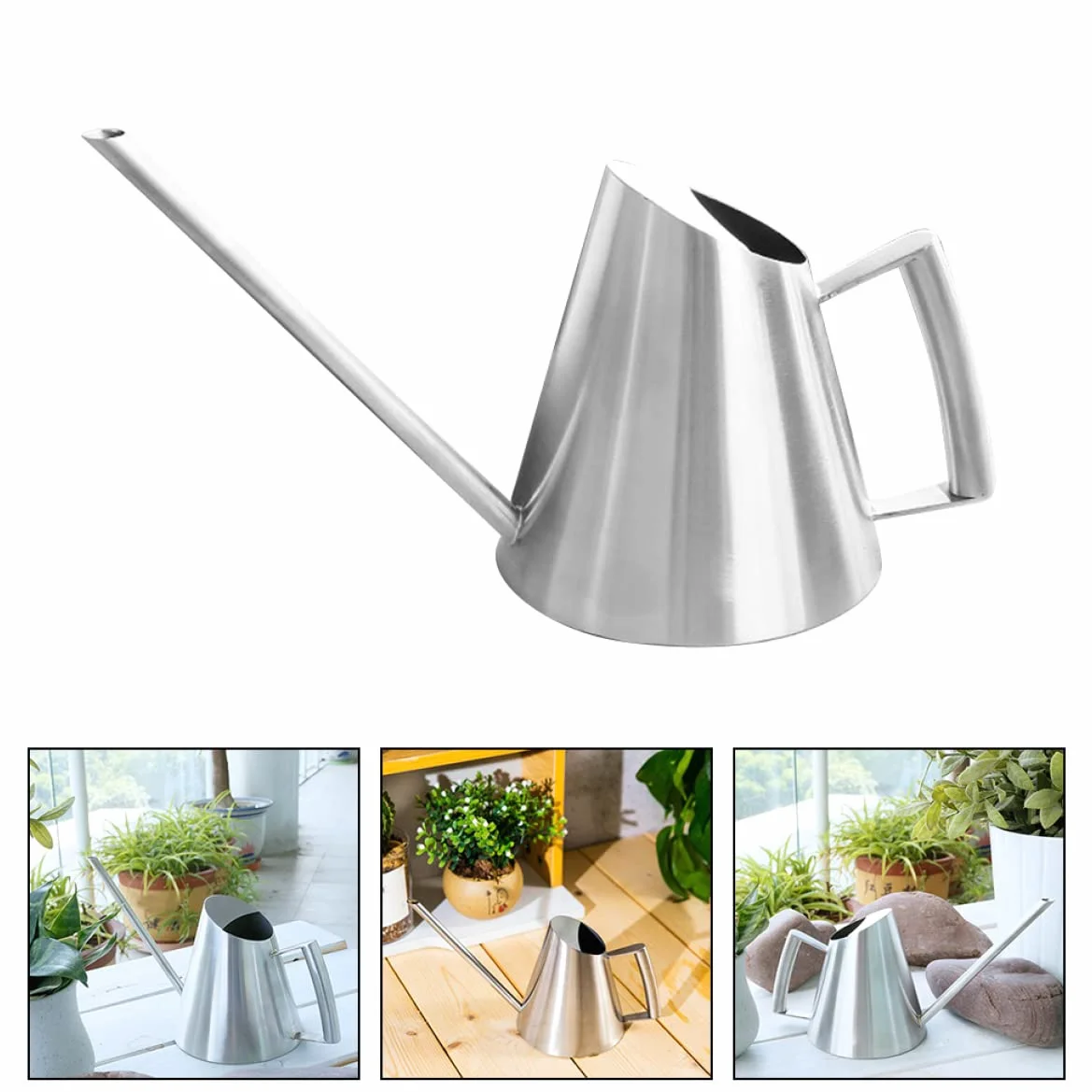 Abaodam Arrosoir en Acier Inoxydable 900 ML pour Jardin D'intérieur et Extérieur, Arrosoir à Long Bec Vintage en Métal, Outil D’arrosage Pratique et Solide pour Plantes et Fleurs