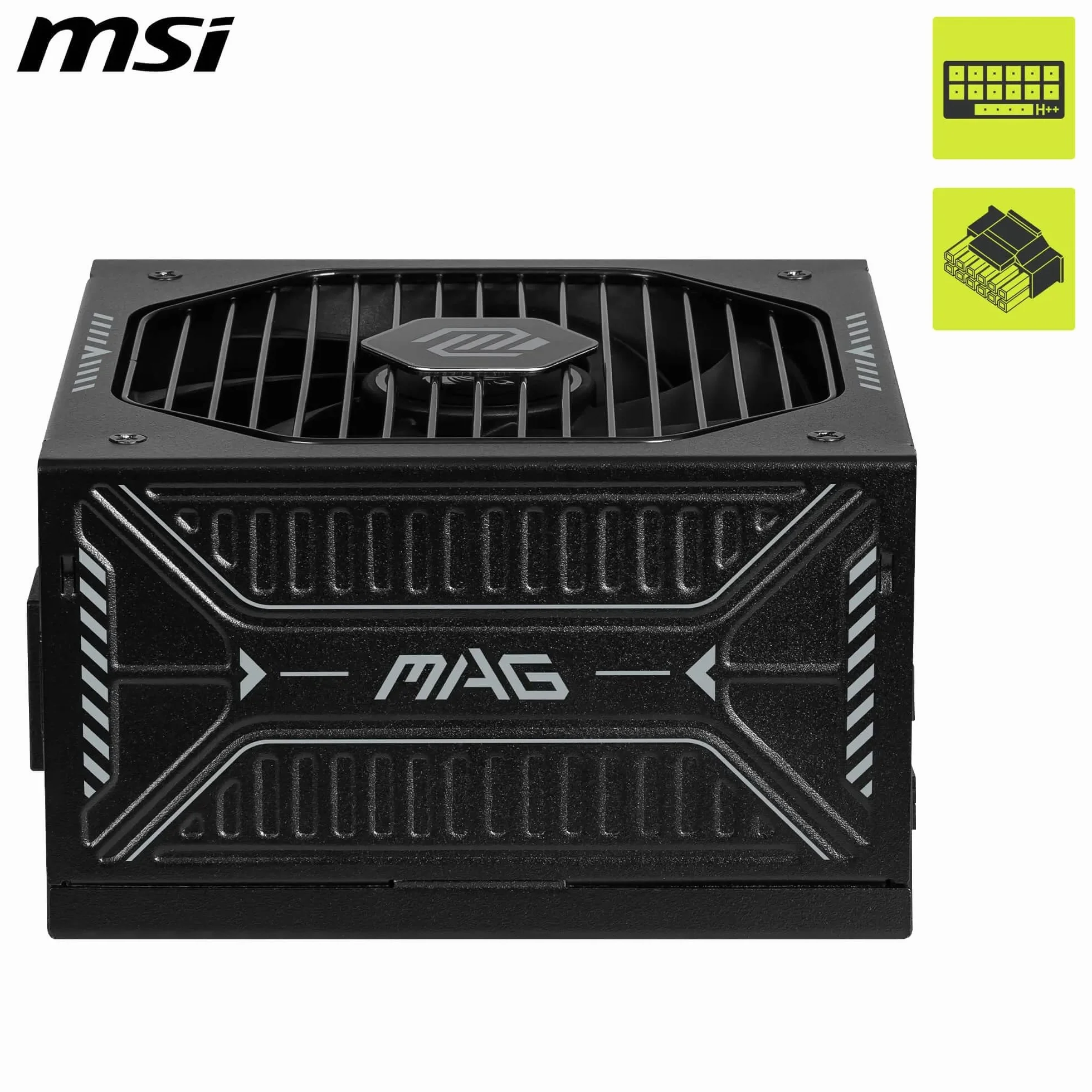 MSI MAG A850GLS PCIE5 Alimentation PC 850W ATX 80 Plus Gold ATX 3.1 Compatible PCIe 5.1 Câbles gaufrés Connecteur natif 12V-2x6 Bicolore