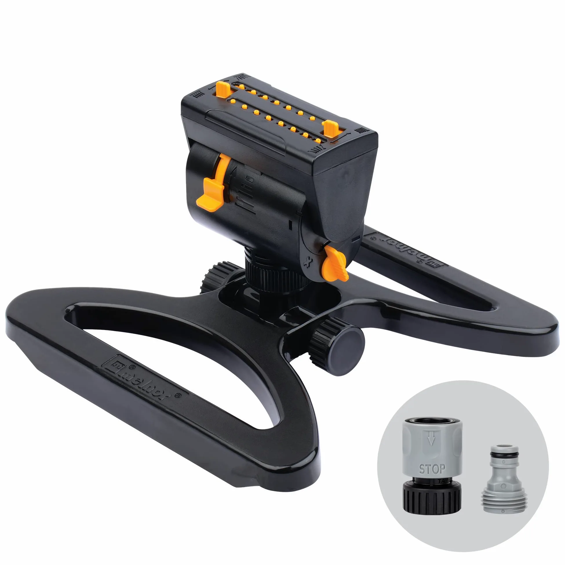 Melnor 65131AMZ MiniMax Turbo Oscillateur d'arroseur, 4000 m², réglable sur 4 Positions, Ensemble de Connexion Rapide, Noir, Jaune