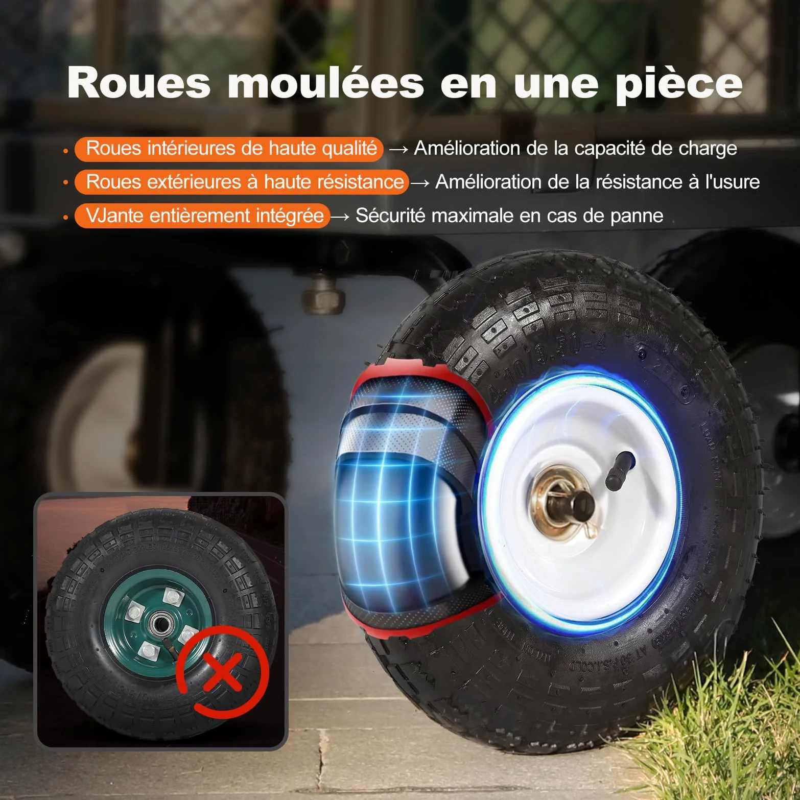 Chariot de Jardin Titan – Capacité de Charge 550 KG, Chariot de Transport pour équipement avec poignée brevetée, Pneus gonflables en Caoutchouc Complet, 200 L, Anthracite