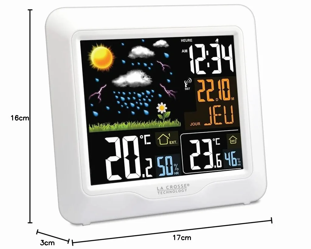 La Crosse Technology - WS6820 Station Météo radio-pilotée avec écran LCD coloré - Blanc