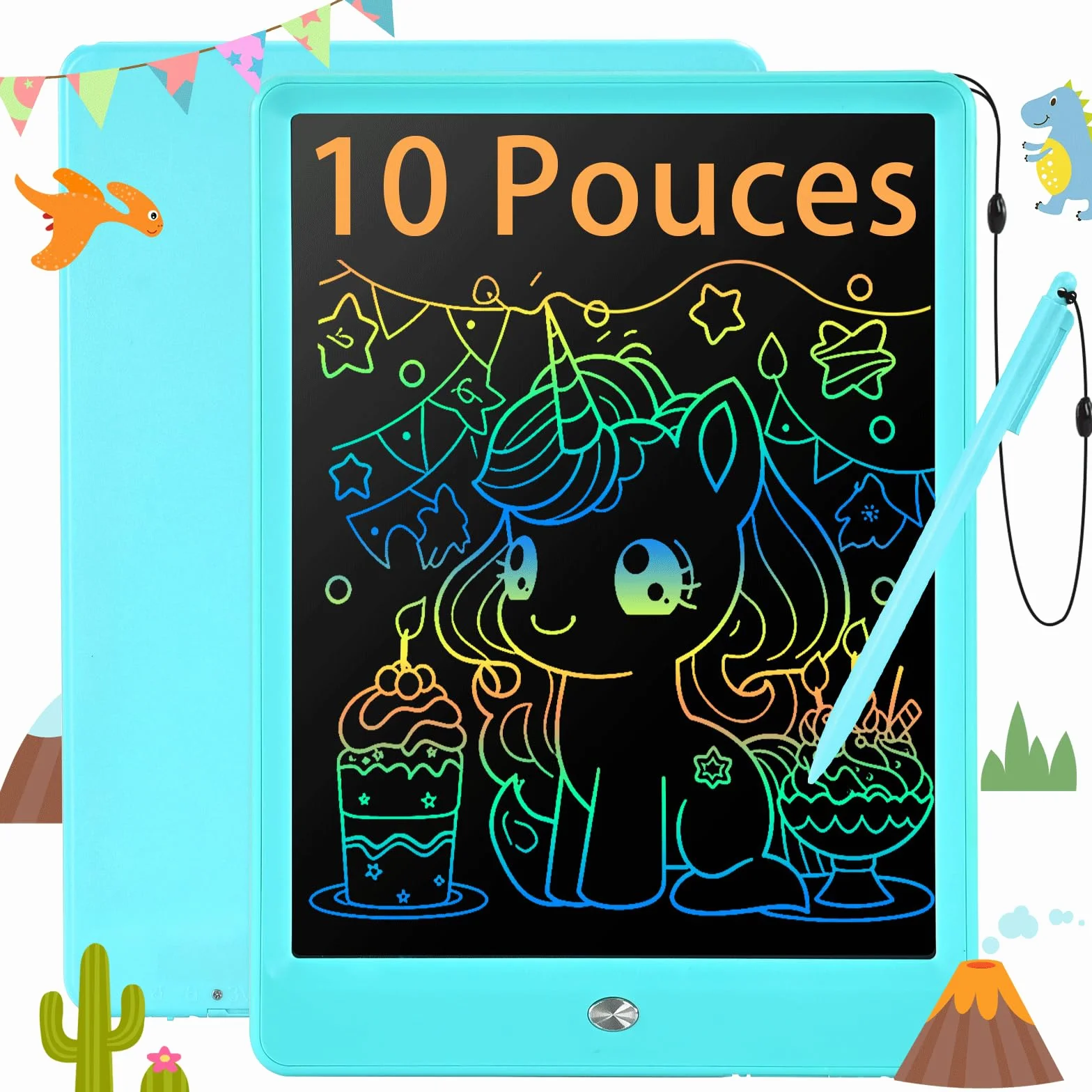 EooCoo Tablette d'écriture LCD 10 Pouces, Tablette Dessin Enfant, Cadeau Éducatif Bleu