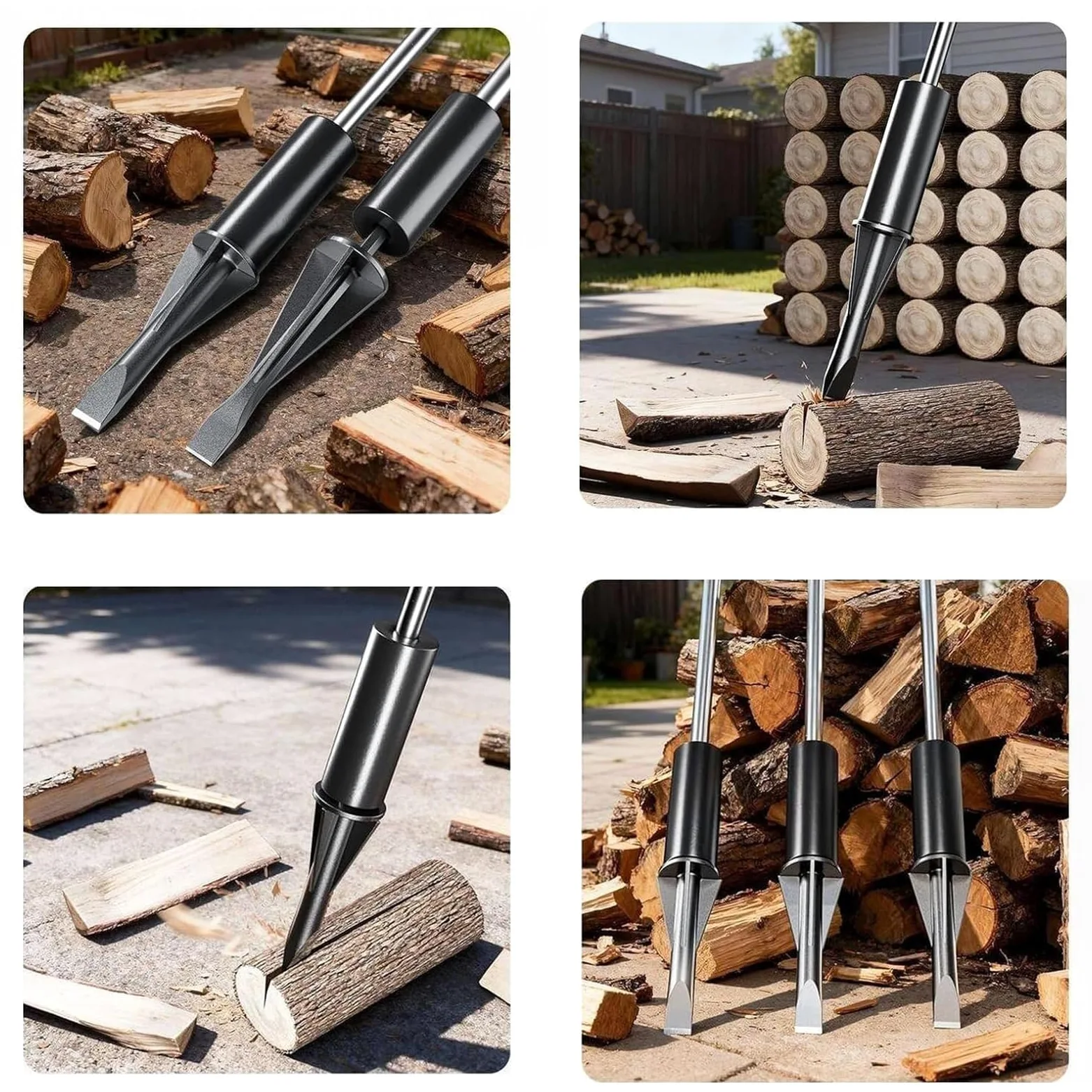 Outil de fendage de bûches robuste manuel avec poignée antidérapante pour cheminée, jardin, feu de camp, ferme et bois de chauffage