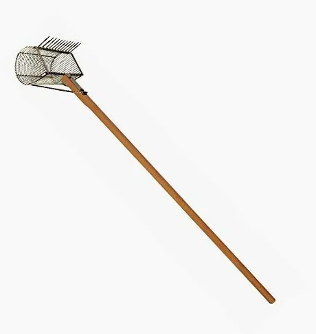 Râteau Telline/moules en acier inoxydable 9 dents avec manche de 180 cm, avec grattoir pour sable L 20 cm, Prof. 16,5 cm9