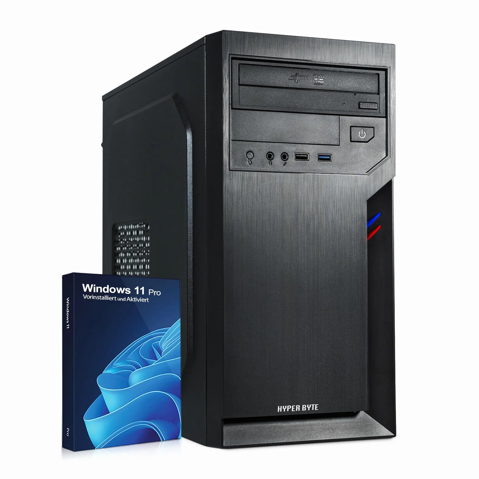 HYPER BYTE® PC de Bureau Intel Core i5 10400F NVIDIA GT 730 4,4 GHz 16 Go RAM DDR4 SSD 512 Go Windows 11 Pro Wi-Fi DVD+RW USB 3.0