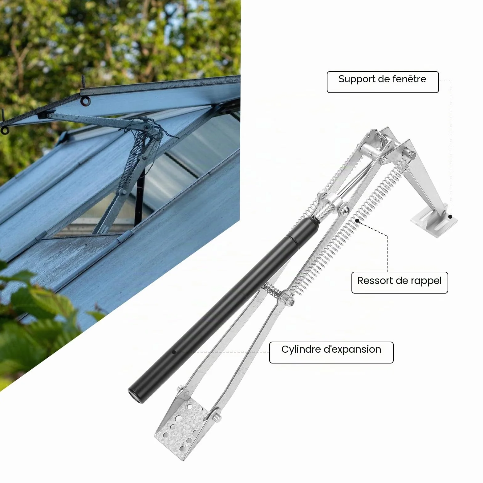 Ouvre-fenêtre automatique pour serre 14 kg 45 cm