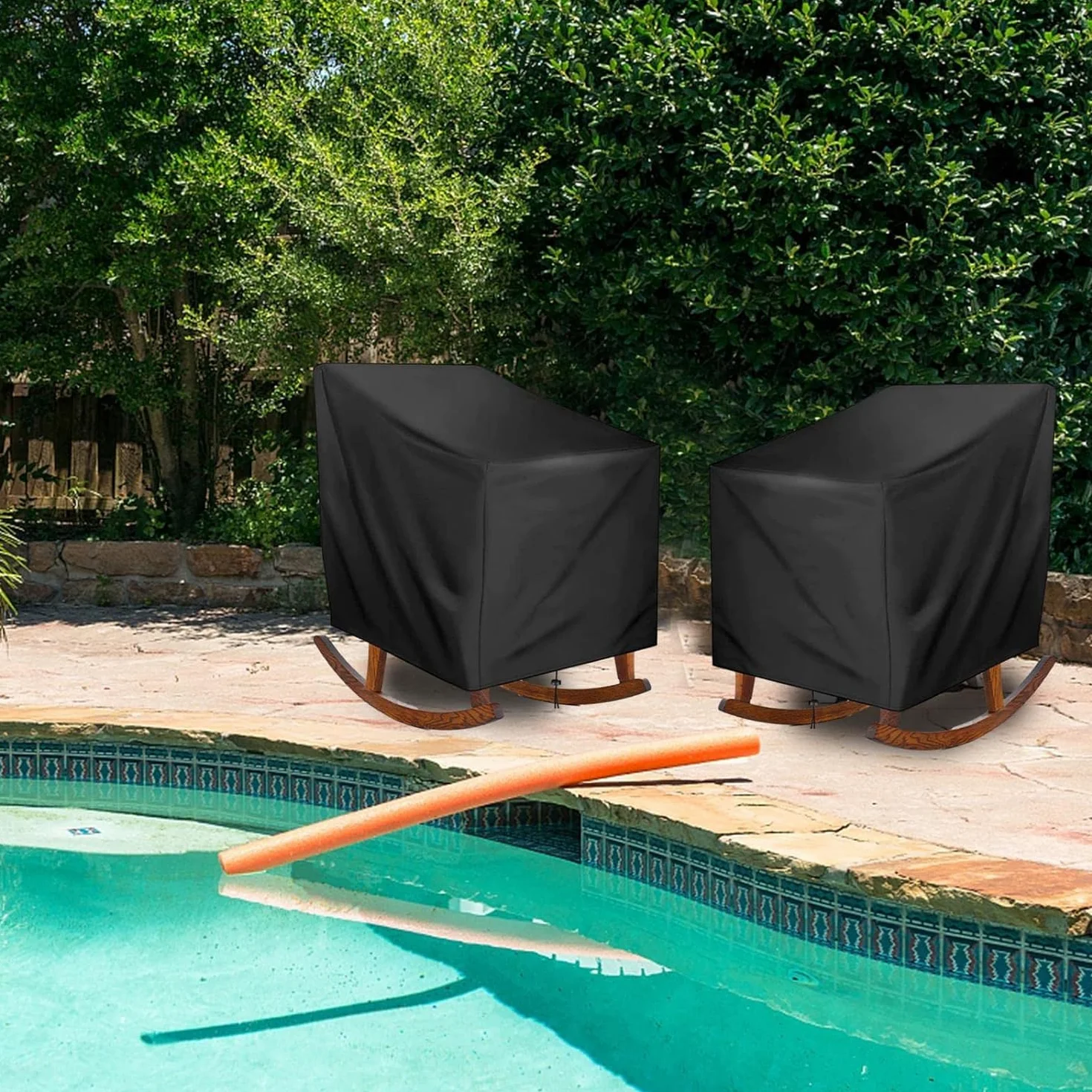 Houssede Protection Fauteuil à Bascule Imperméable 420D Oxford Jardin Chaise Berçante Extérieur Noir 70x97x99cm