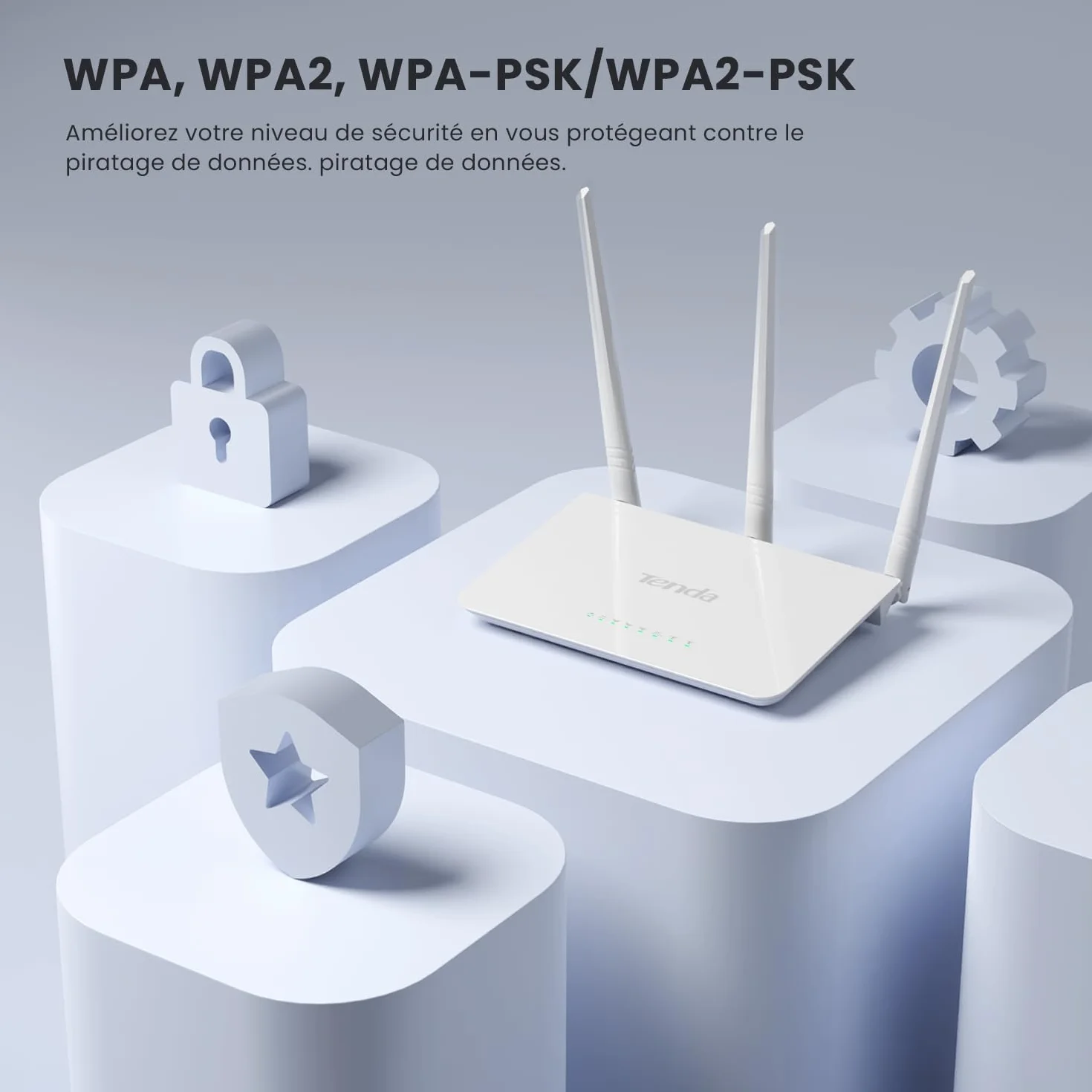 Routeur WiFi N300 Tenda F3 sans Fil 300 Mbps 2,4 GHz 3 Antennes 5dBi 3 Ports LAN/WAN Blanc