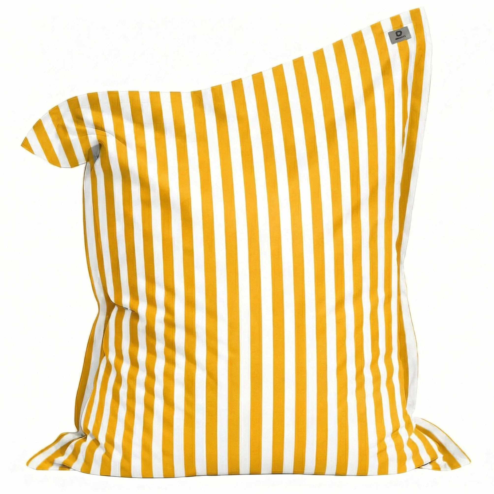 Housse pour Pouf Géant XXL 180x140cm Rayure Jaune Anti-UV Déhoussable