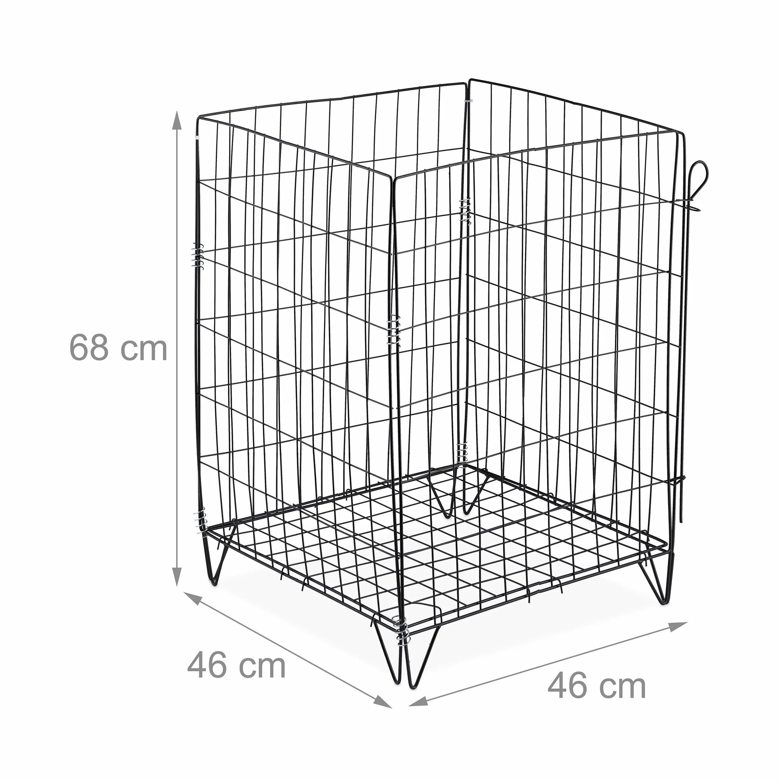 Relaxdays Composteur de Jardin en métal, Fond grillagé et Pieds, pour déchets organiques, HLP : env. 68x46x46 cm, Noir