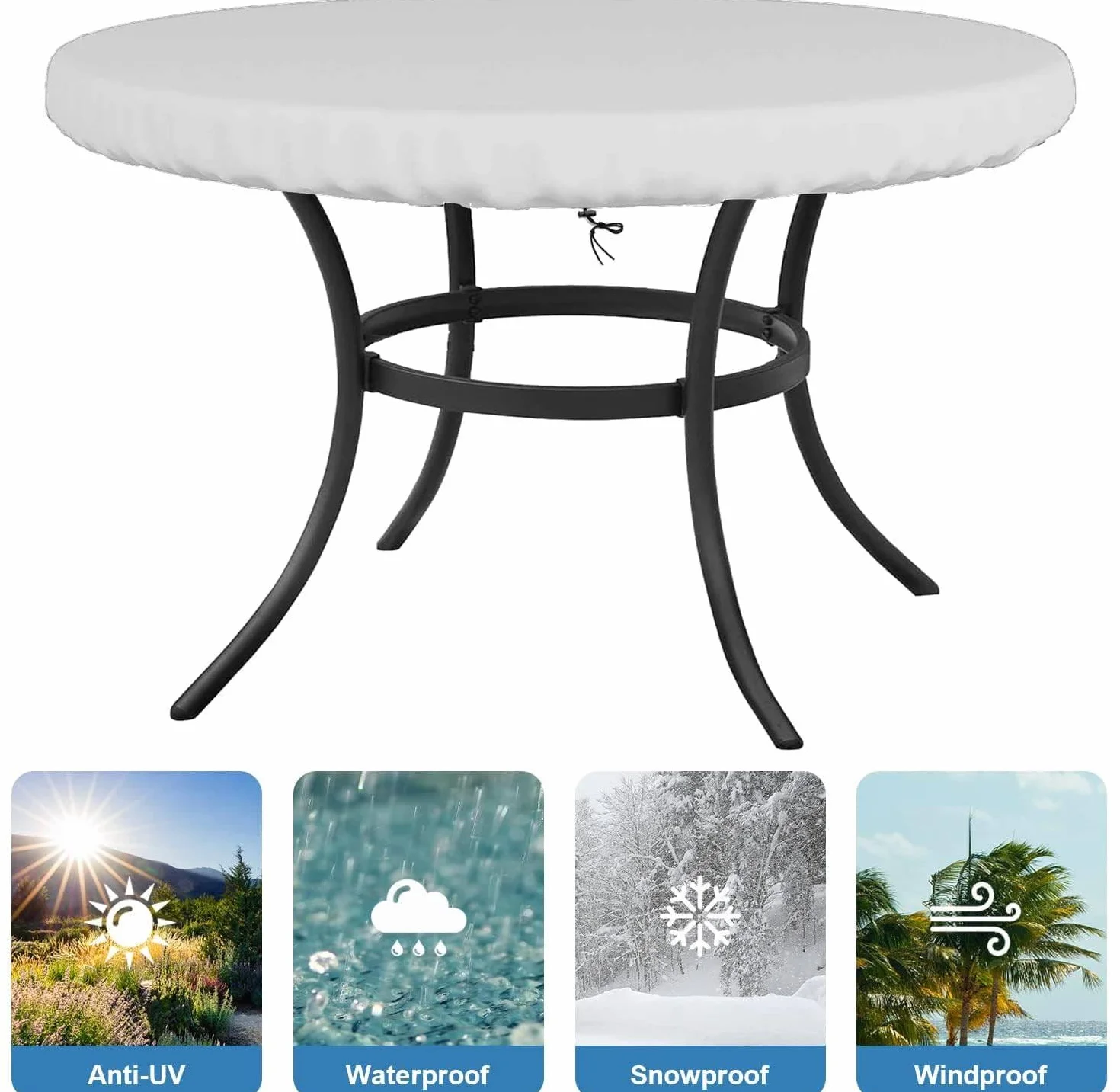 Housse de Table Ronde Extérieur Imperméable Anti-UV 160x10cm