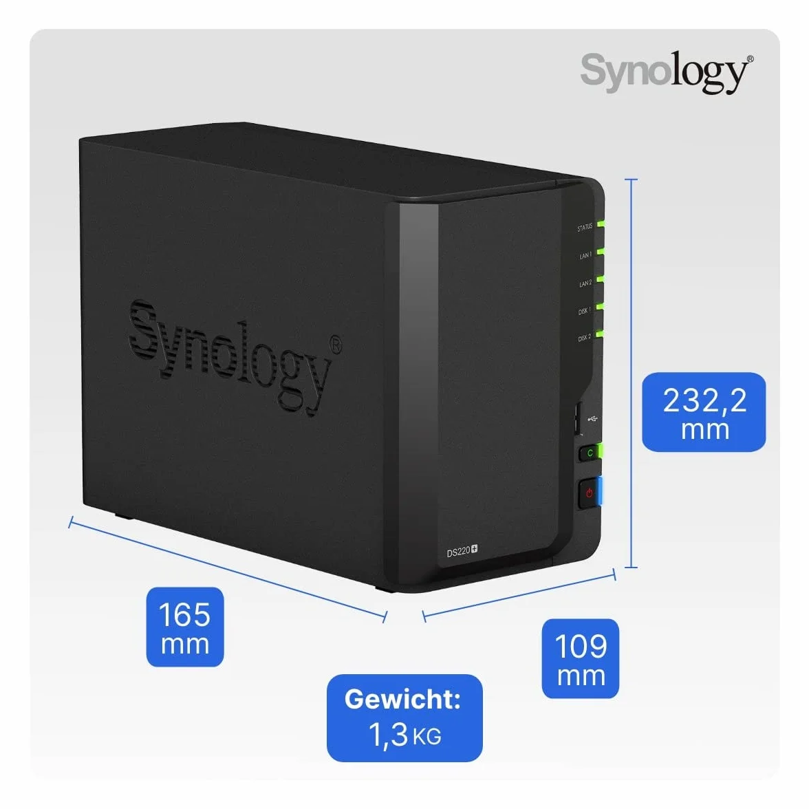 SYNOLOGY DS220+ 2-Bay NAS-Case Intel