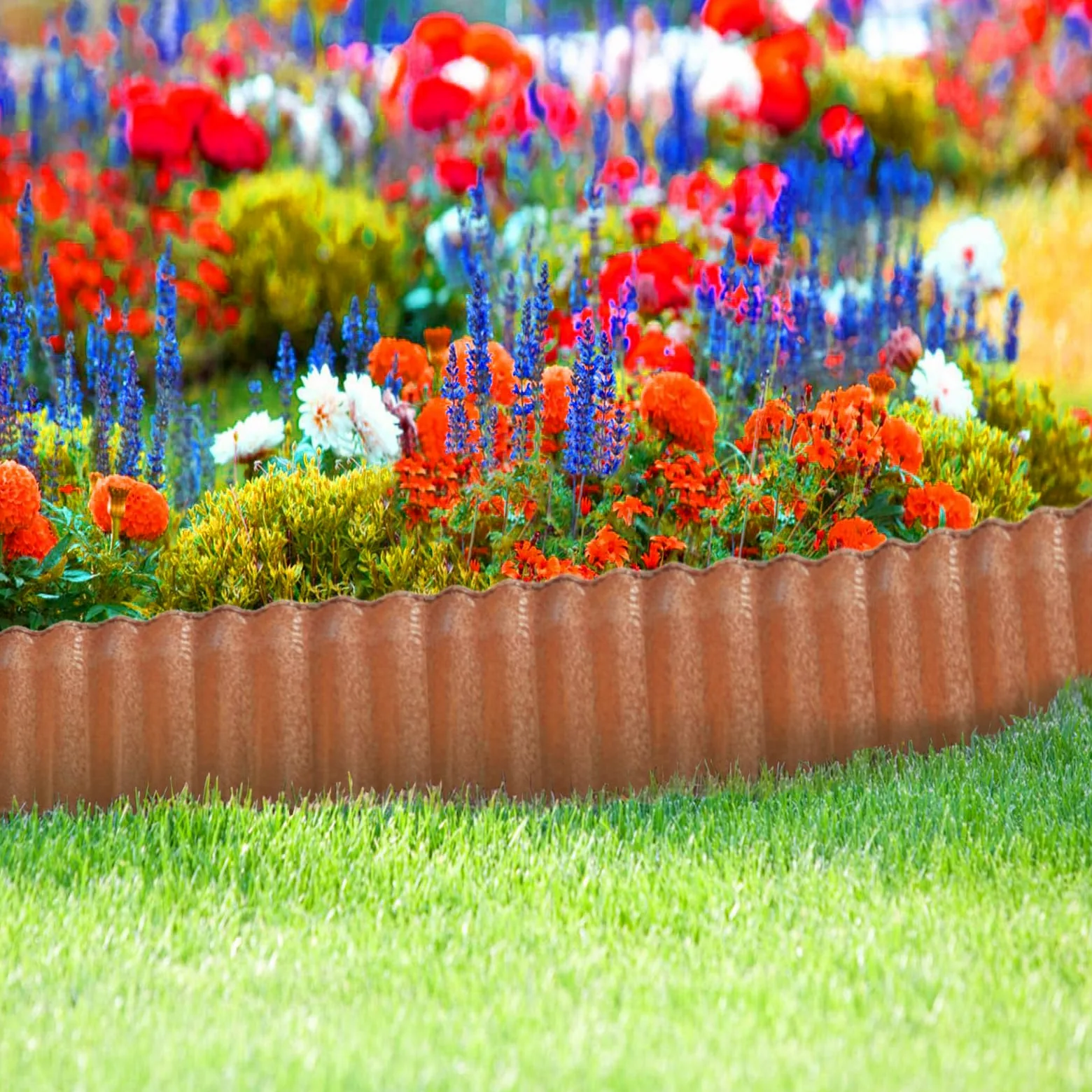 Galvanized Lawn Edging,12Inch*20FT Bordure de Jardin Metal Bordure de Pelouse,Bordure Metal Jardin pour Herbe, Parterre de Fleurs, Allée- Rouille