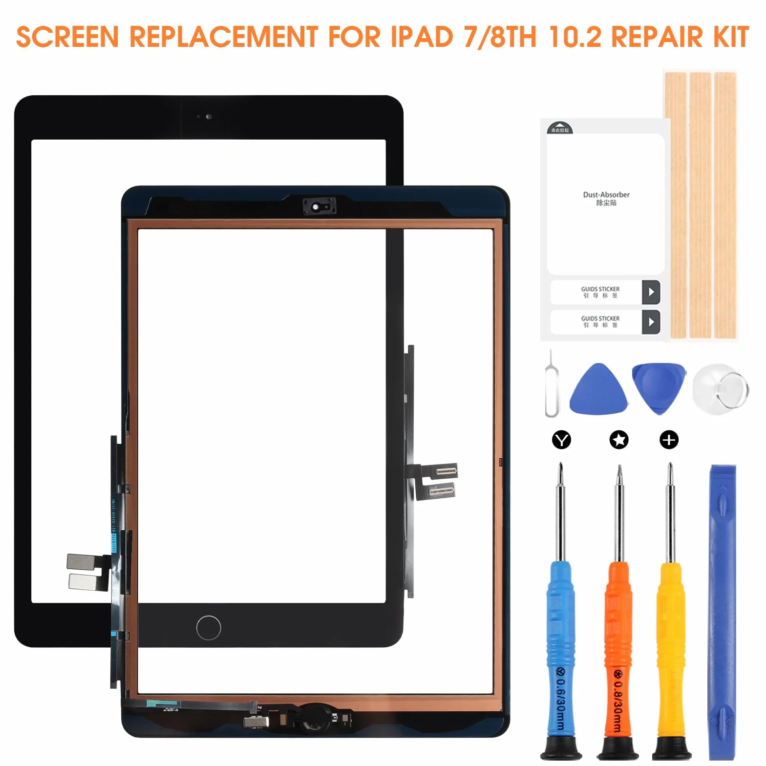 Reparo Écran Tactile iPad 7th 8th Gén 10.2" Noir avec Bouton
