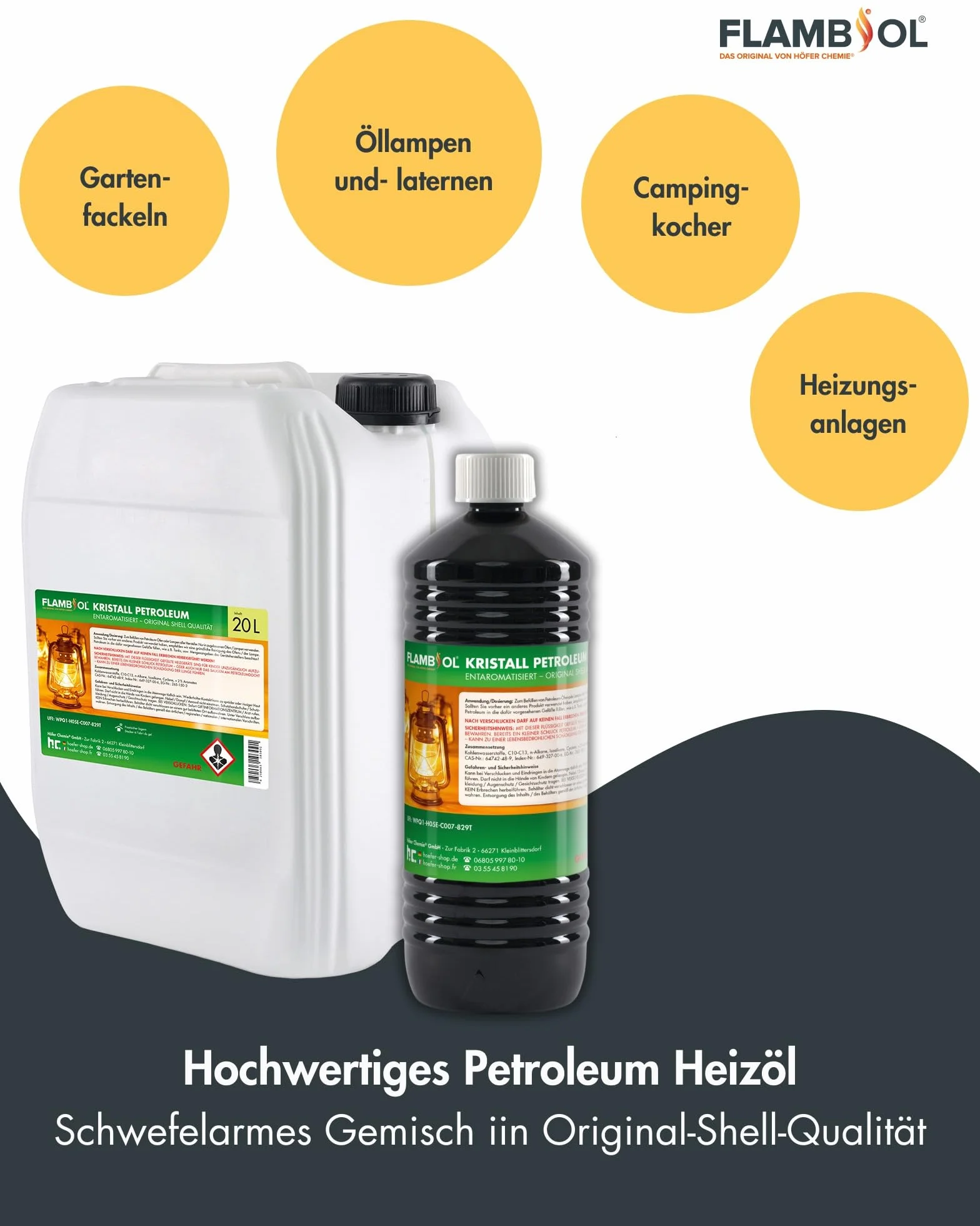 FLAMBIOL Pétrole Purifié 15 x 1 L Désaromatisé Combustion sans Suie