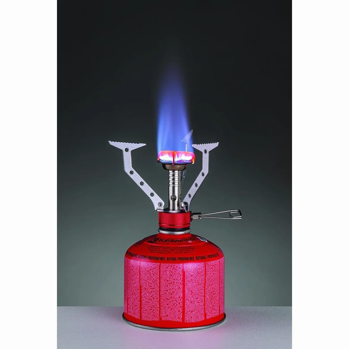 KEMPER - Réchaud gaz Portable 4.5 KW + 4 Cartouches gaz Butane Propane 230gr - Mini brûleur randonnée Anti-Vent Pliable & Léger Camping Haute Montagne