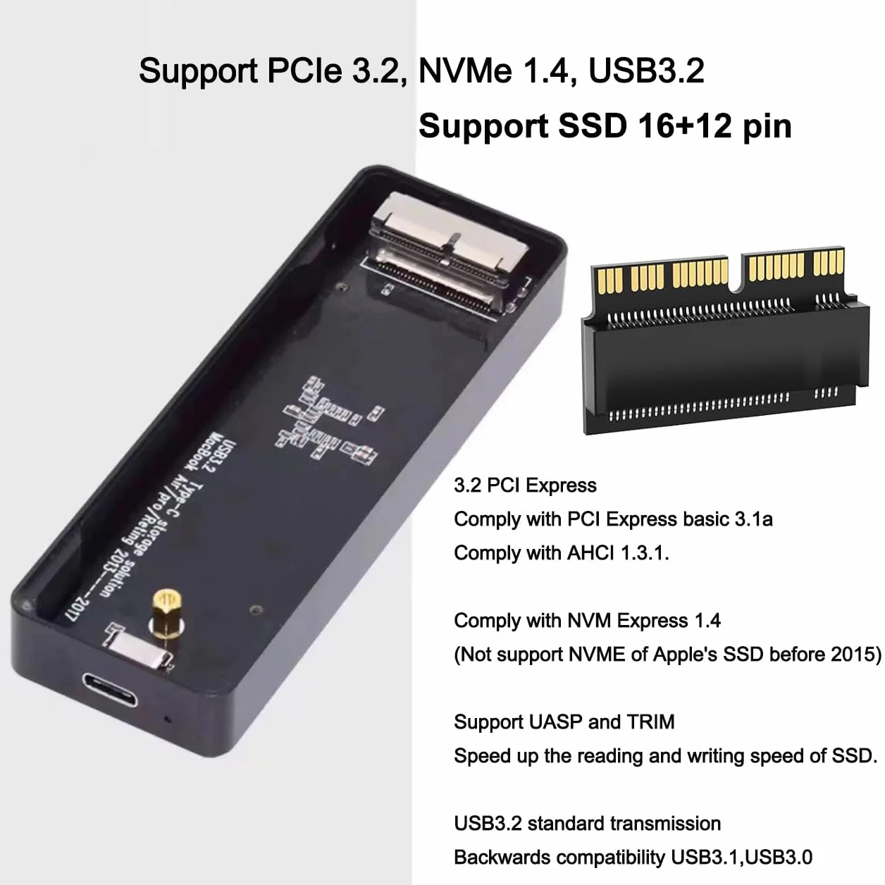 USB C 3.2 Boîtier SSD pour MacBook Air/Pro 2013-2017 A1466 A1465 A1502 A1398