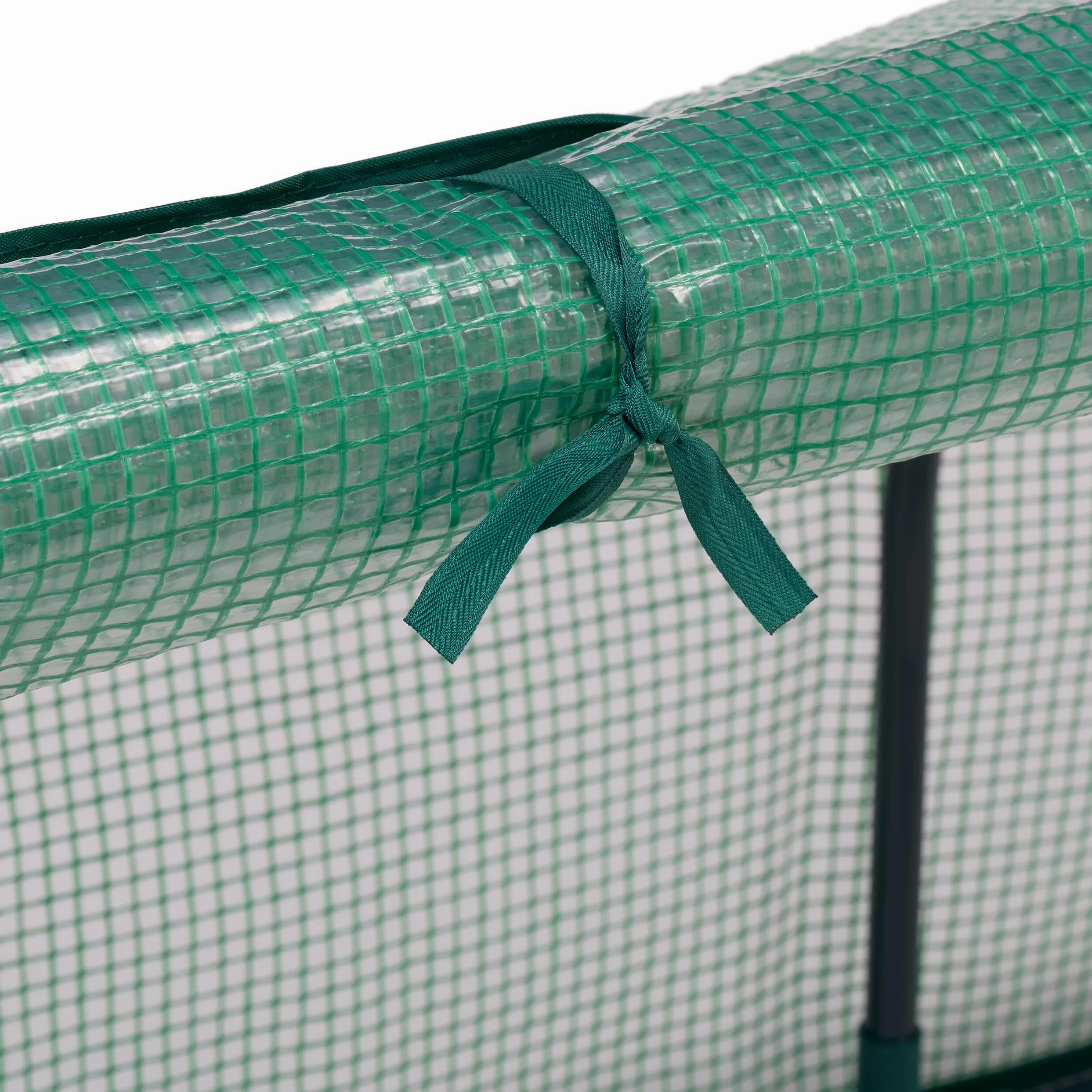 Relaxdays Serre de Jardin, Fer, bâche en PE, Porte Enroulable avec Fermetures éclair, H x L x P : 50 x 128 x 60 cm, Vert