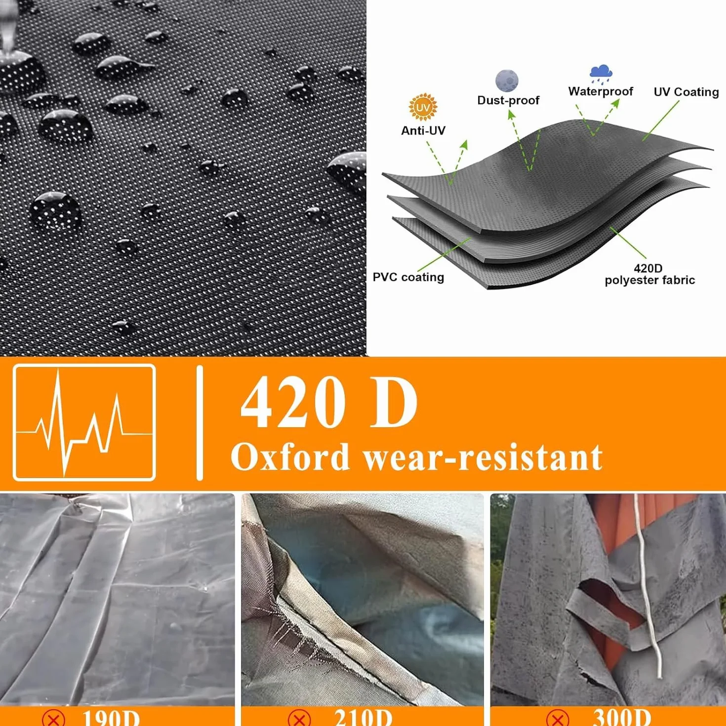 Housse de Protection Parasol Déporté Tissu Oxford 420D Imperméable Anti UV 2-3,5m