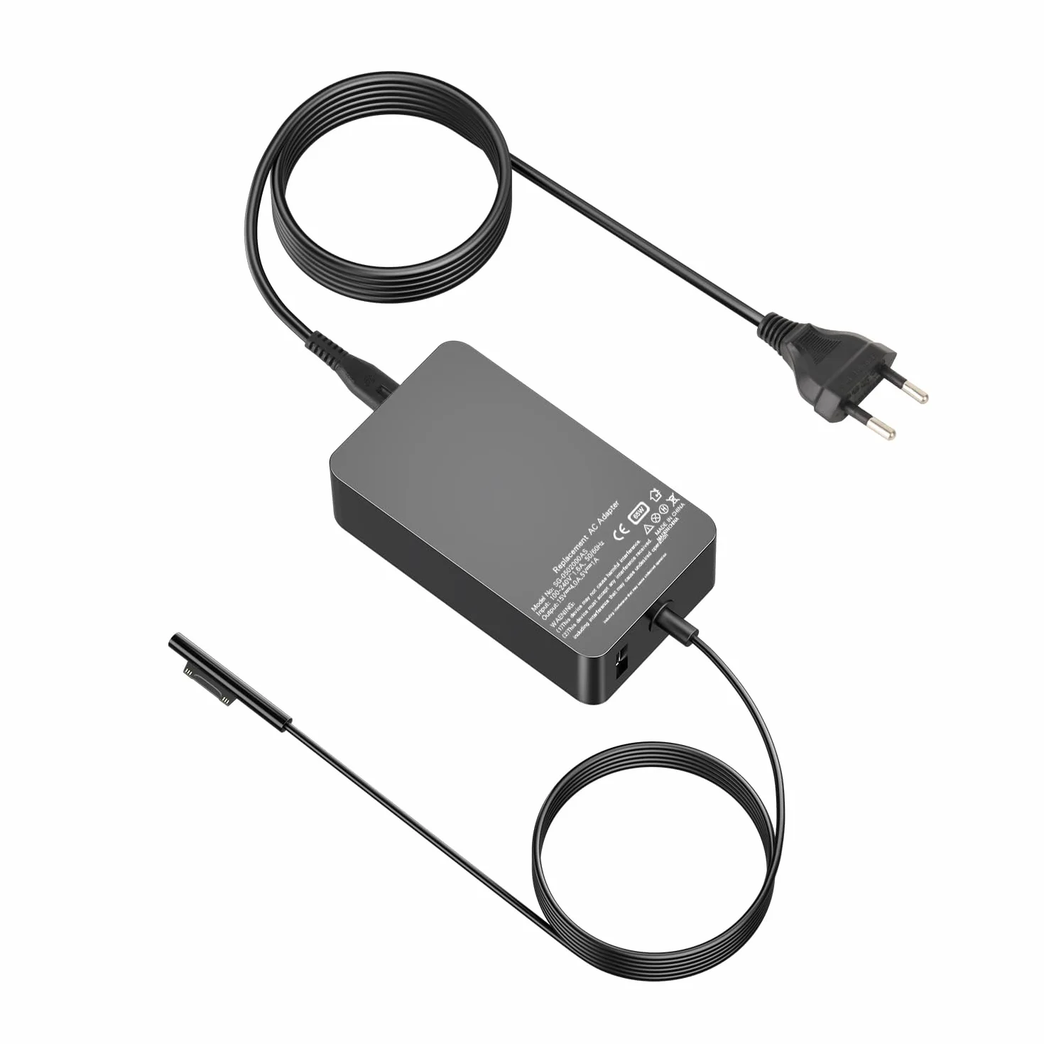 Chargeur Surface Pro 65W 15V 4A pour Microsoft Surface Pro 11/10/9/8/7/6/5/4/3/X, Surface Book, Laptop, Go avec Port USB