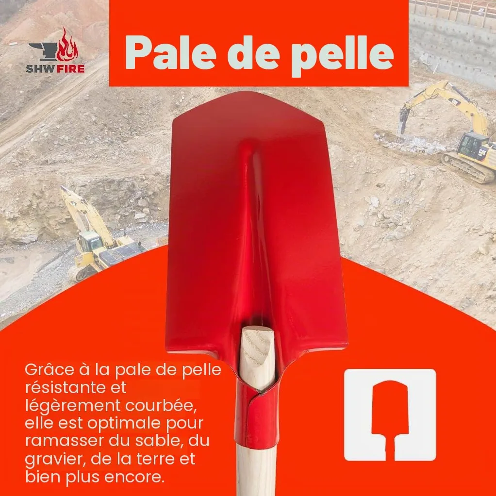 SHW-FIRE | Pelle à fossé 30 x 16 cm, antidérapante en acier spécial, poignée en frêne, idéale pour les tranchées et les drainages, fabriquée en Allemagne