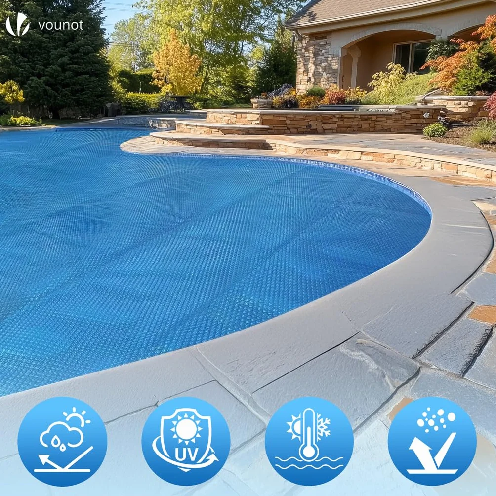 VOUNOT® Bâche Solaire Chauffante Piscine Ronde Ø3.05m Épaisseur 120 µm Film Thermique Bleu