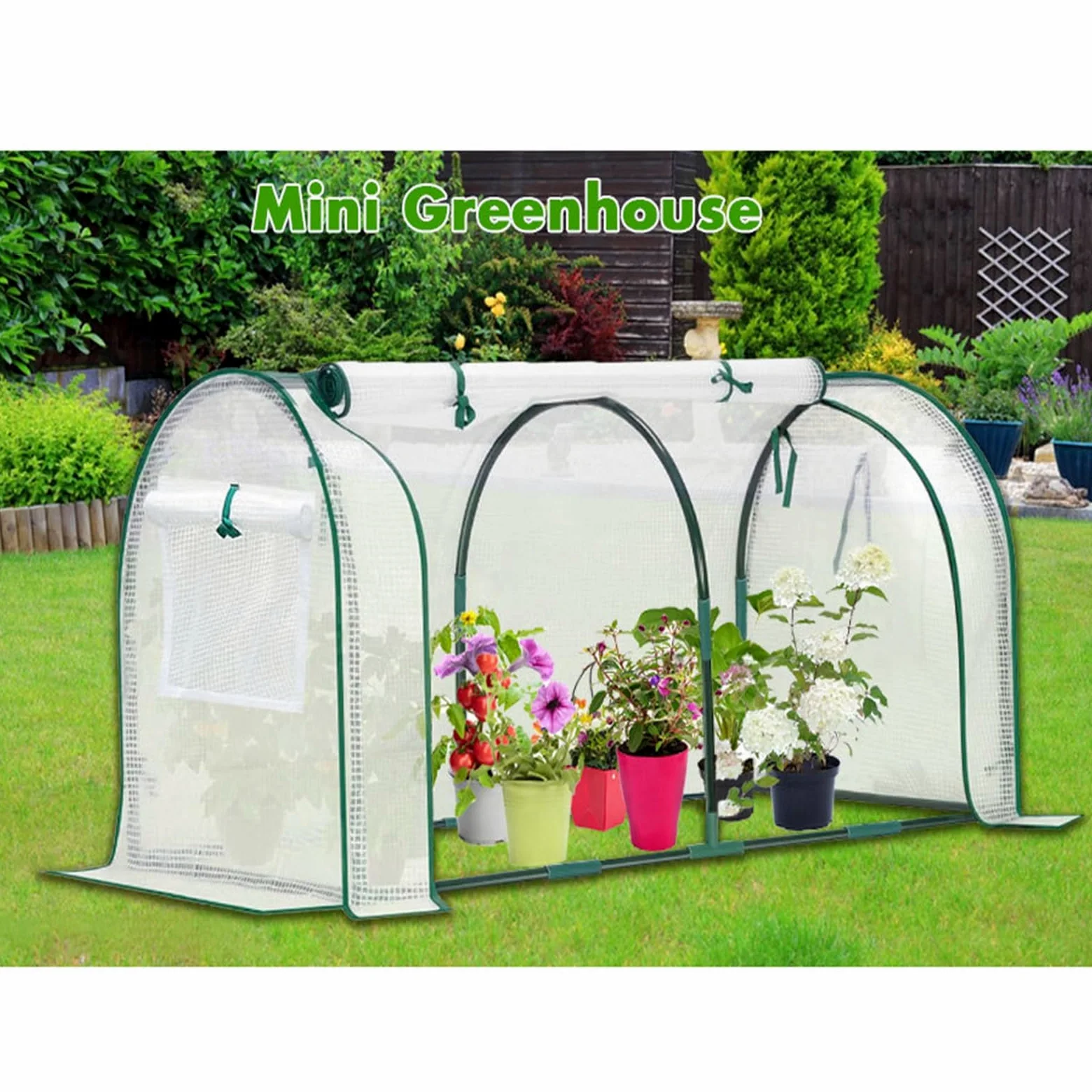 Mini-serres d'extérieur, Petite Serre Multi-accès, avec Portes zippées, Structure en Acier pour terrasse de Jardin, 54,3x27,5x27,5 Pouces
