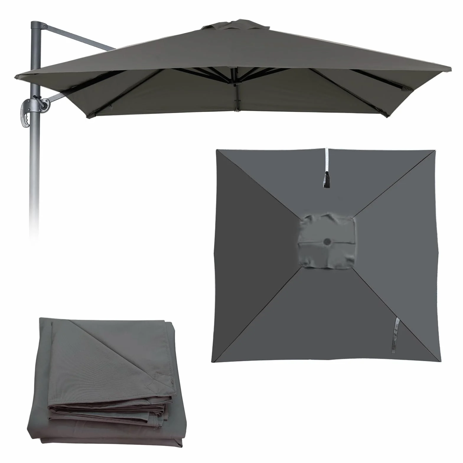 Bâche De Rechange pour Parasol Déporté Carré 3x3m UPF 50+ Imperméable ProtectionUV Toile Canopy