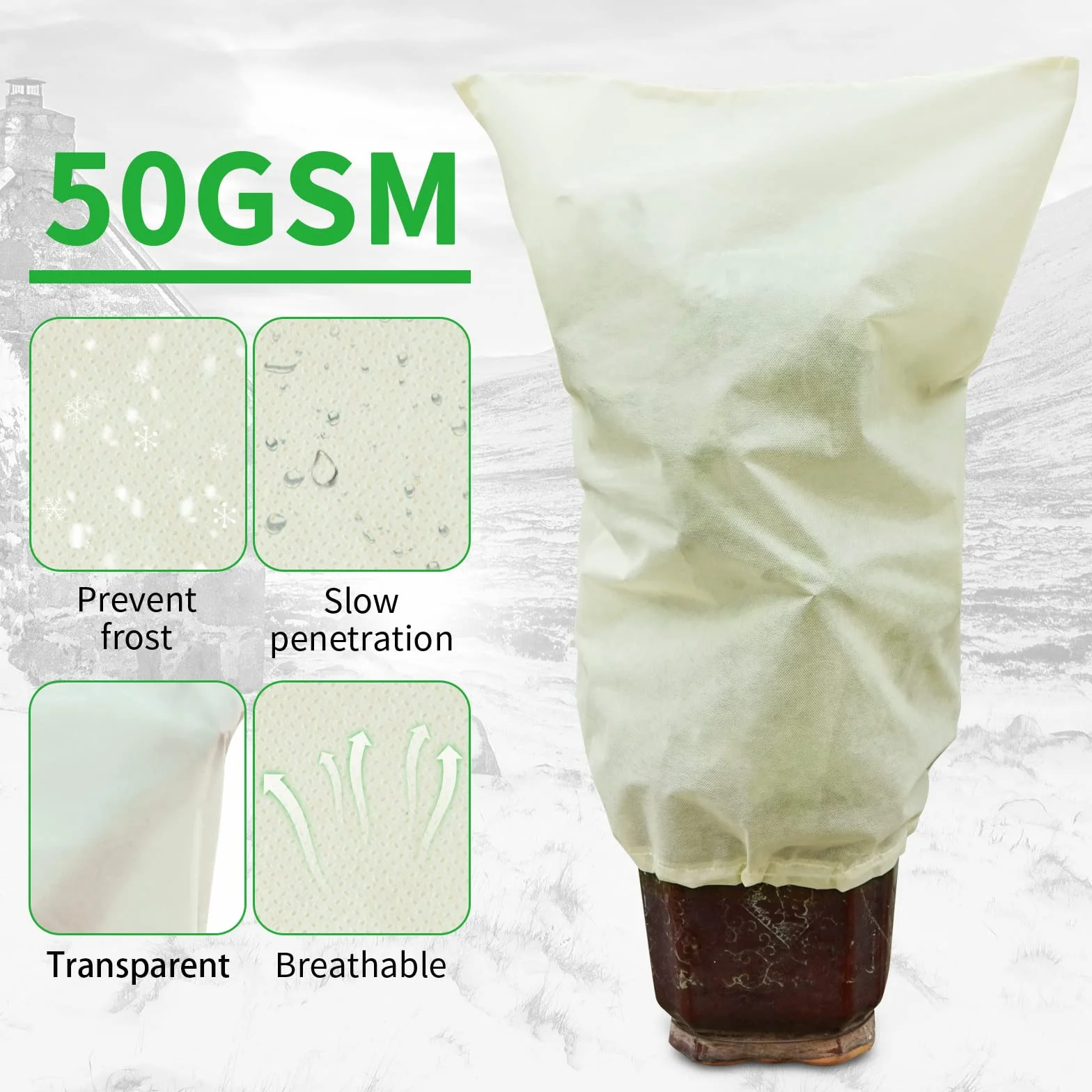 Housse de Protection pour Plantes 50g/m² 60cm x 80cm Antigel Perméable Coupe-Vent