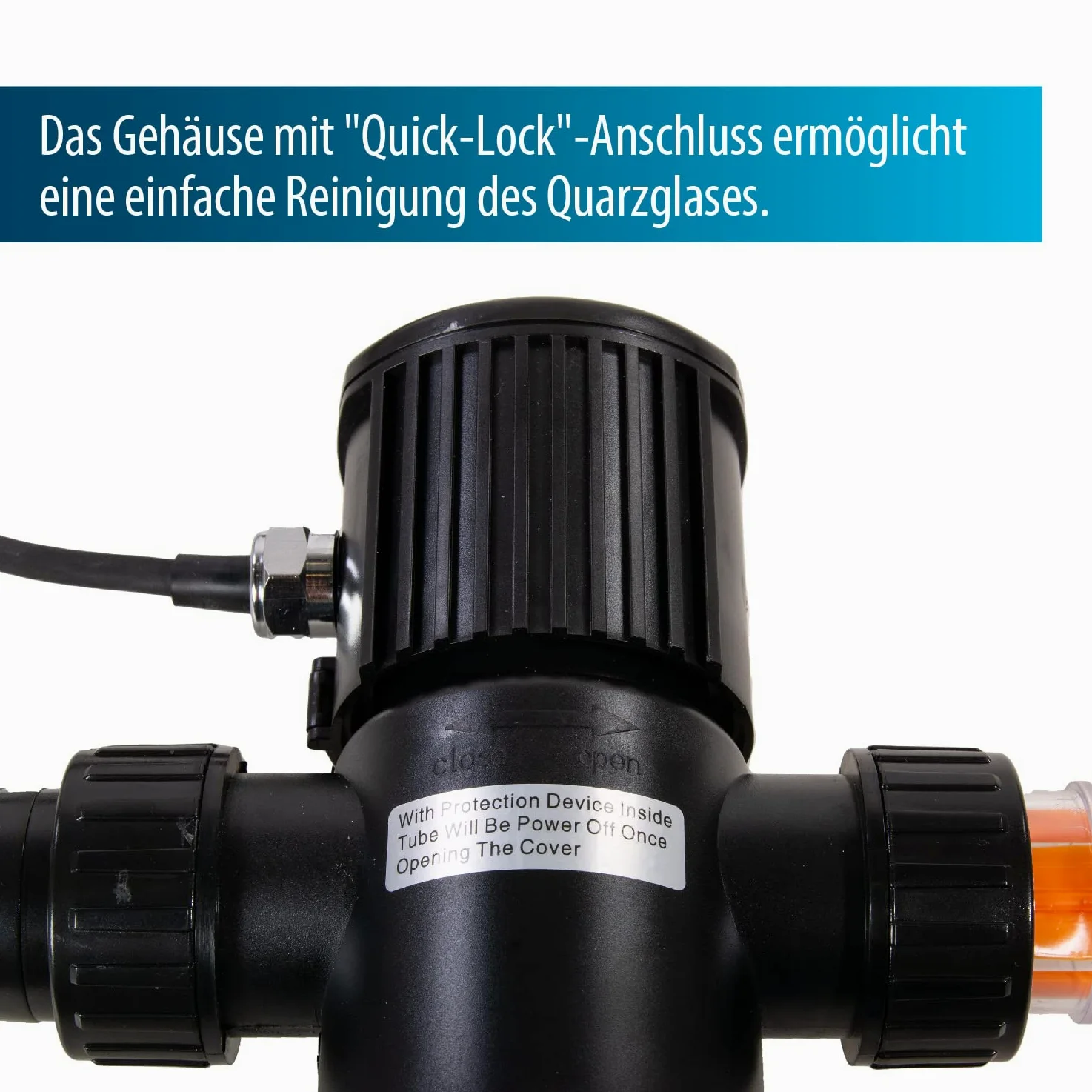 Aquaforte Guv-218 Uv-C, max. Teich 20 m³, max. Durchfluss 2,5 m³Stunde, 18 Watt, Gehäuse mit Quick Lock-Anschluss, 3 Schlauchtüllen 20253240 mm Und Uv-Schauglas, Helix-Form Innenraum