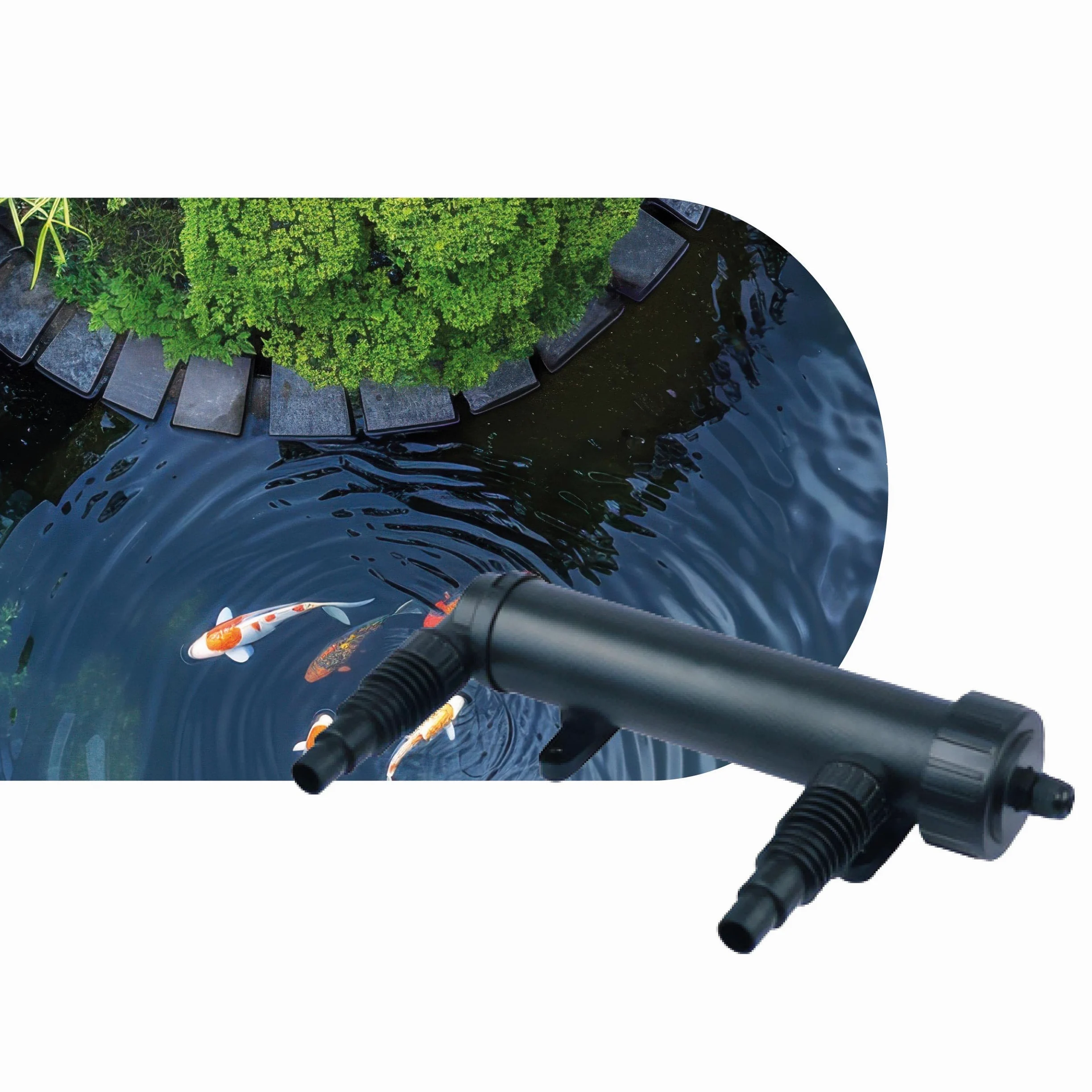 AQPOND Stérilisateur UV pour Bassin - Clarificateur UV-C pour contrôle des algues et de l'eau Verte - Système de stérilisation pour bassins, étangs et fontaines de Jardin, 1700 lt/h, 11 Watts