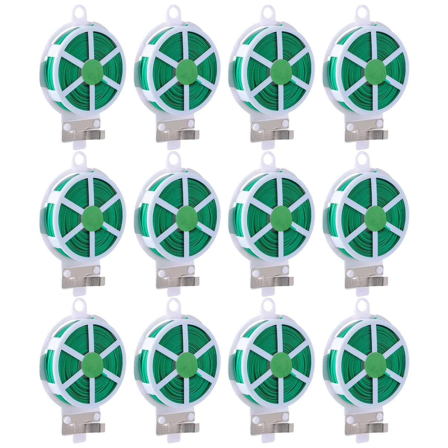 Lot de 12 Attaches Torsadées Vertes pour Plantes de Jardin Fil de Fer Plastifié 50M Coupe-Fil Corde Flexible pour Tuteurage de Plantes Grimpantes Jardinage Extérieur et