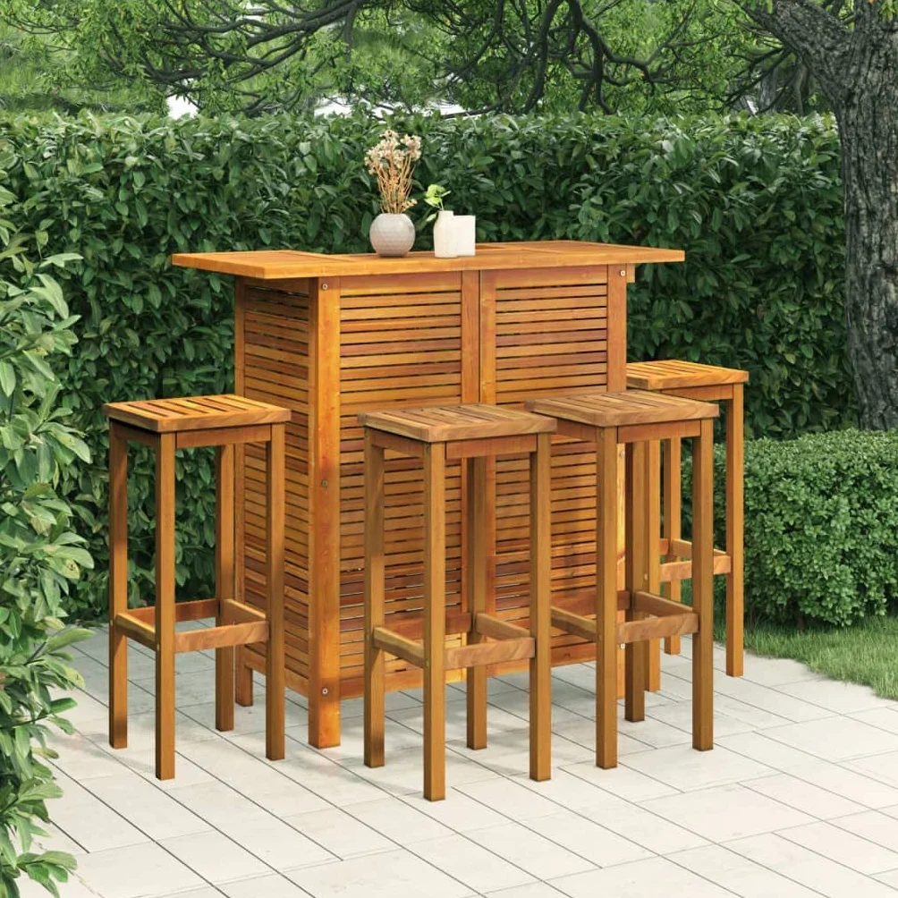 Ensemble de bar de jardin 5 pcs Bois d'acacia massif