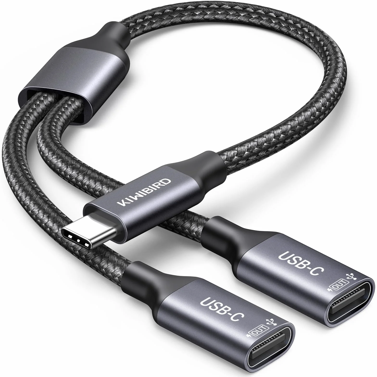 Adaptateur Double USB C mâle vers femelle KiwiBird pour charge données ordinateur portable Mac