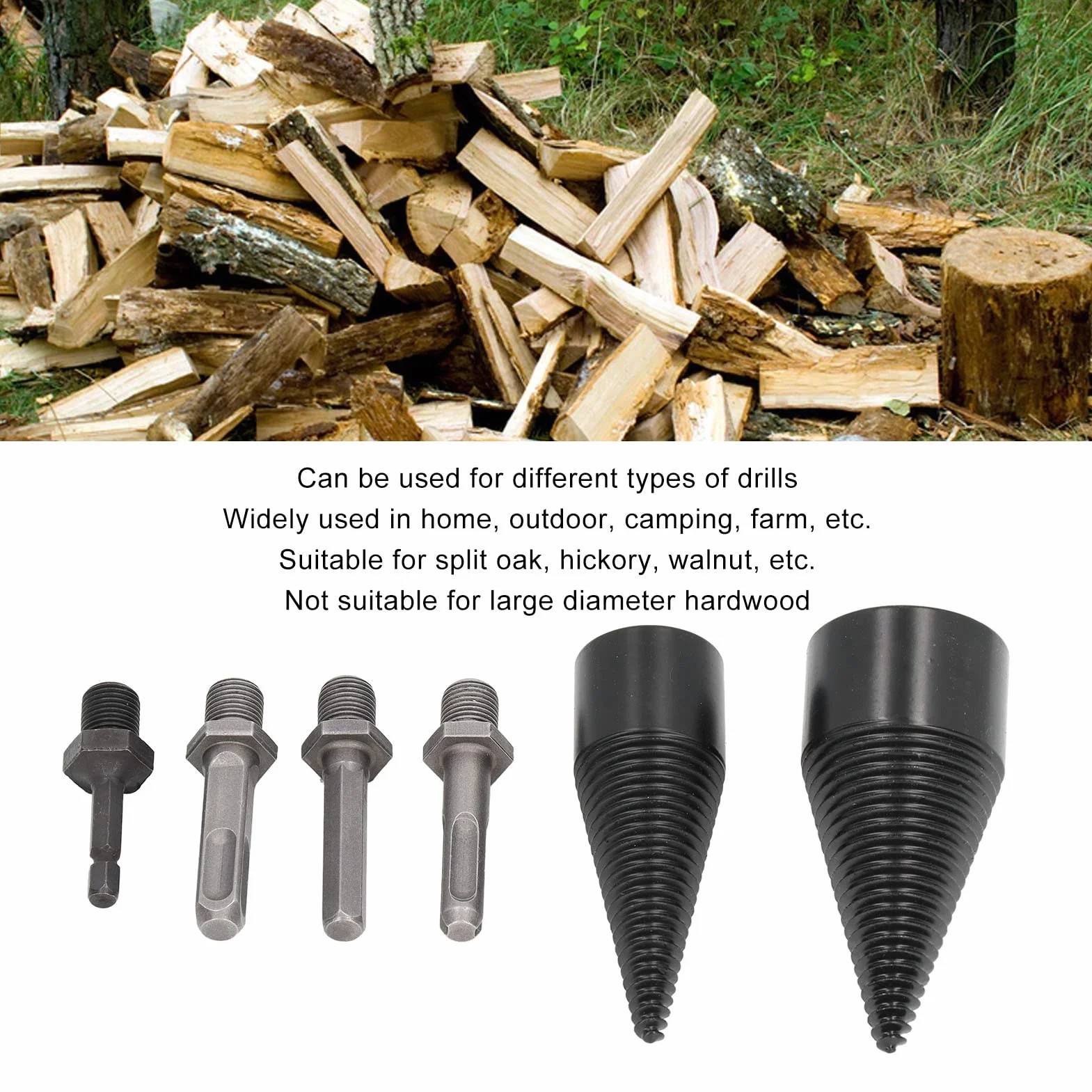 Cônes de Fendeur de Bois 32mm 42mm, 6 Pièces Forets Amovibles pour Perceuse