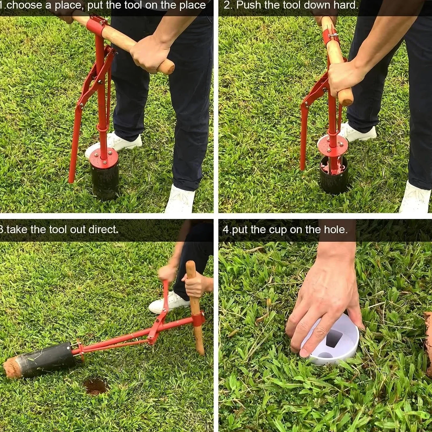 Coupe-trou de golf, outil portable en acier inoxydable de 115 mm pour la pratique en plein air et l'utilisation de la pelouse, outil de terrain de golf facile à utiliser