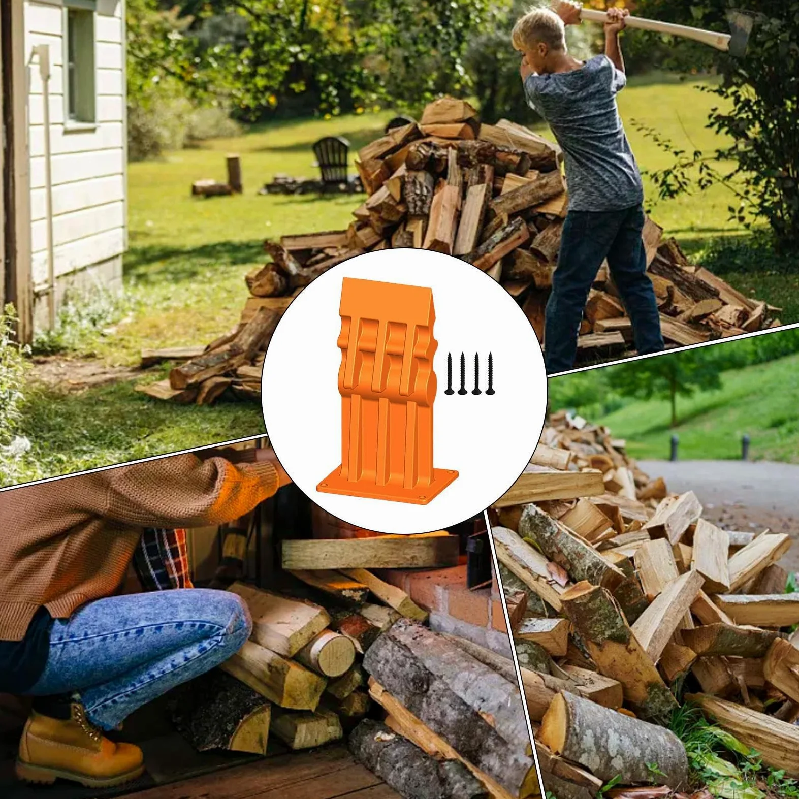Fendeuse de bois d'allumage pour bois, fendeuse de bûches | manuelle - Fendeuse de de chauffage en métal | Fendeur de de chauffage polyvalent en fonte, pour la maison et le jardin