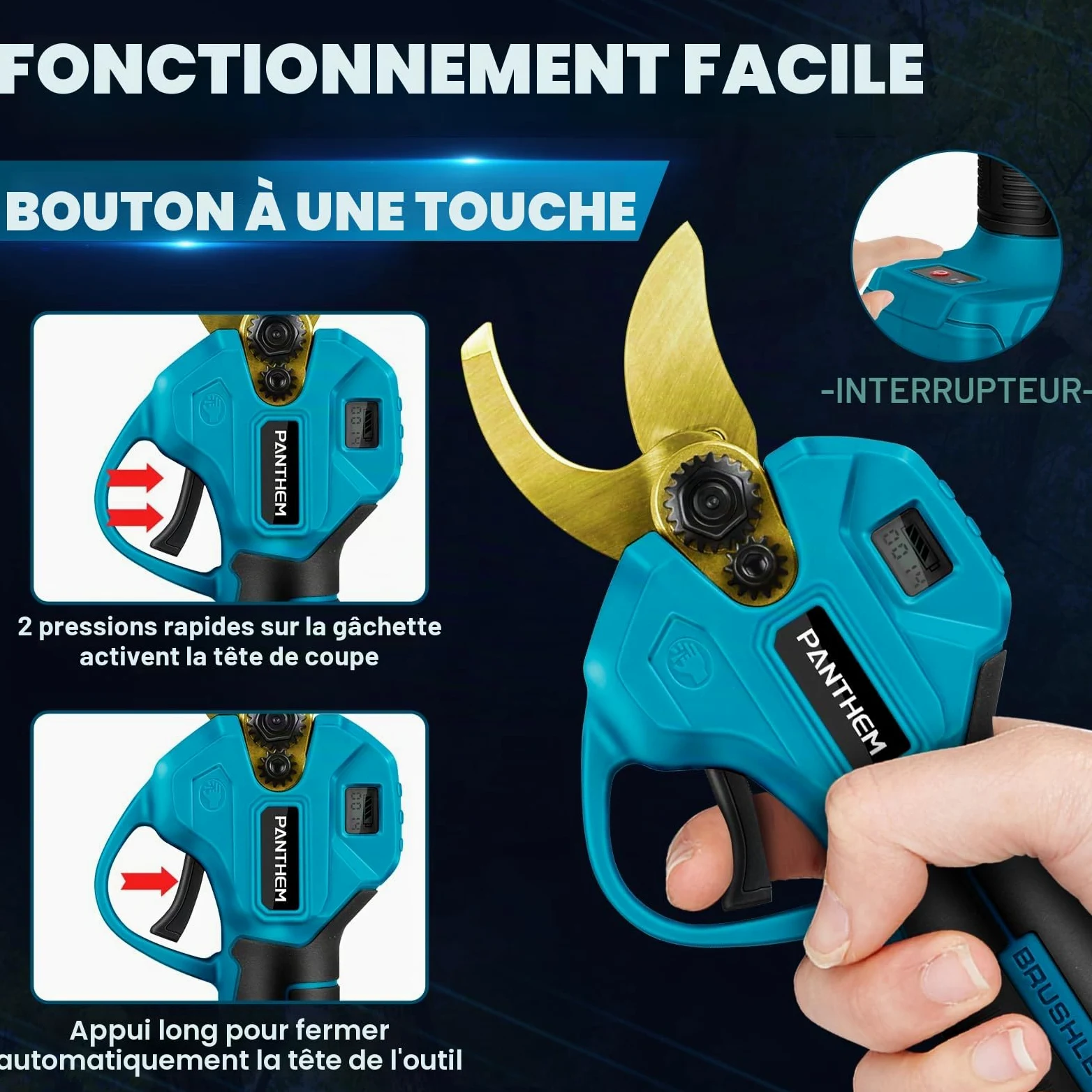 elagueuse sur perche sans fil 4 en 1 Sécateur et tronconneuse telescopique | Mini tronçonneuse perche élagueuse avec batterie et scie à elagueuse telescopique Pour Makita 18 V, coupe branche