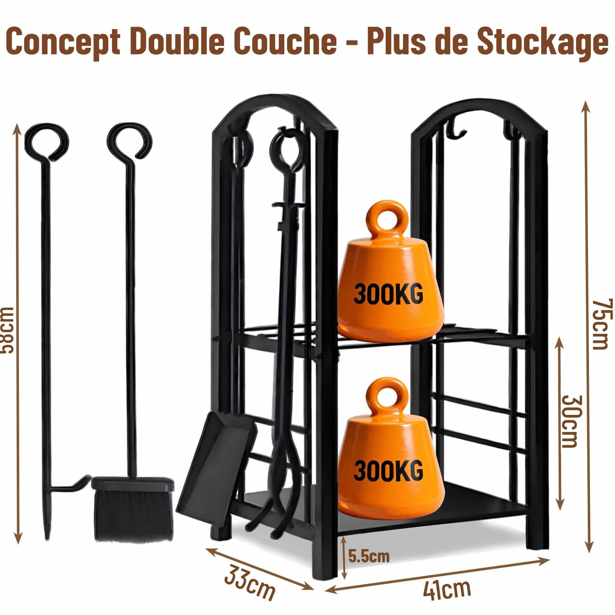 Amagabeli Porte Bûches de Cheminée 74 x 40 x 30cm Rack de Stockage