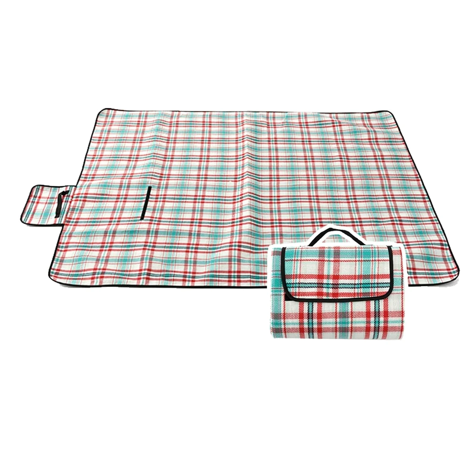 Couverture Pique Niques Imperméable, 150x200 cm Portable Tapis Pique Niques, Nappe Picnic Natte de Plage pour Jardin Camping Extérieur (Color : Green Grid)