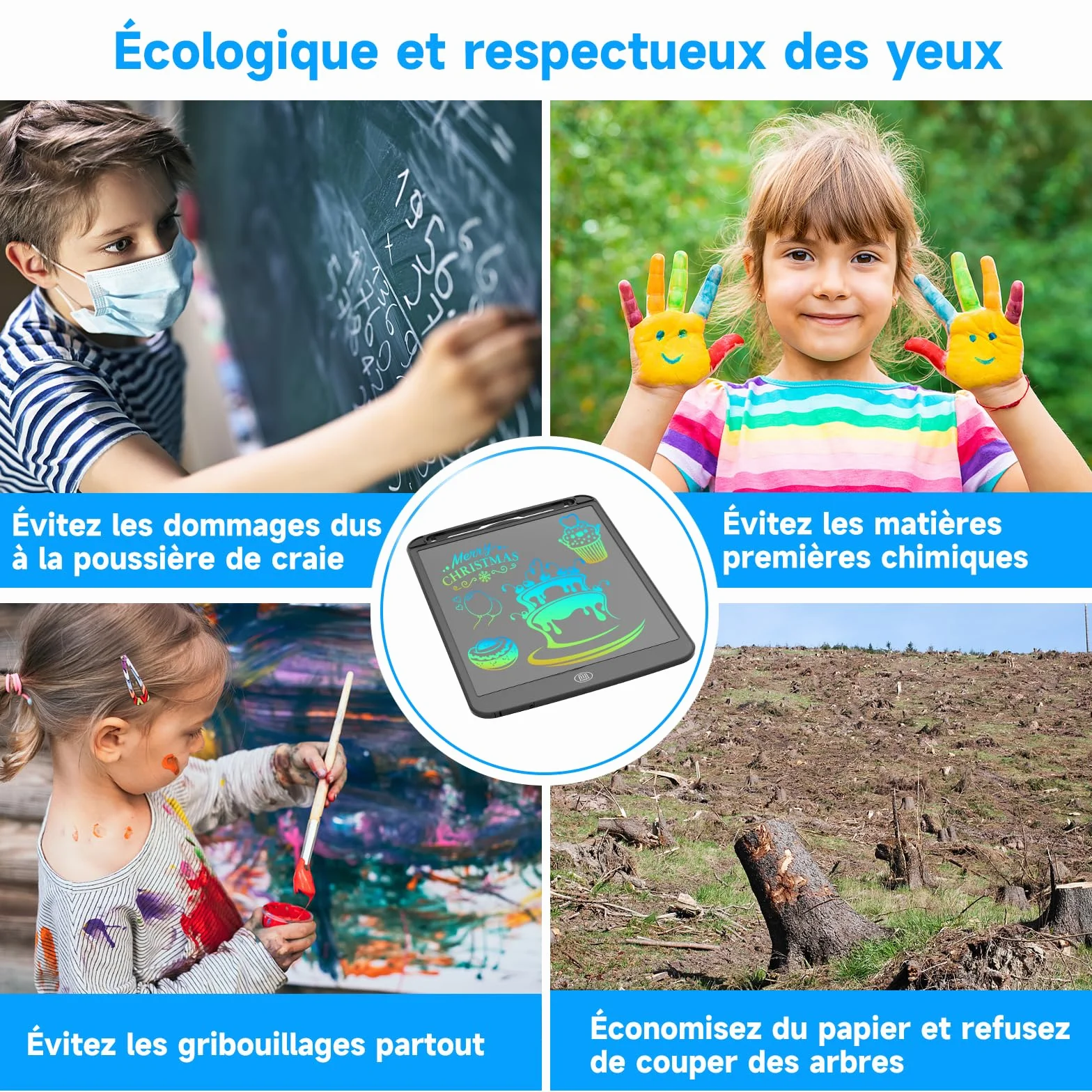 Tablette d'écriture LCD 10 Pouces Enfant Dessin Apprentissage Gribouillage Prise de Notes Noir
