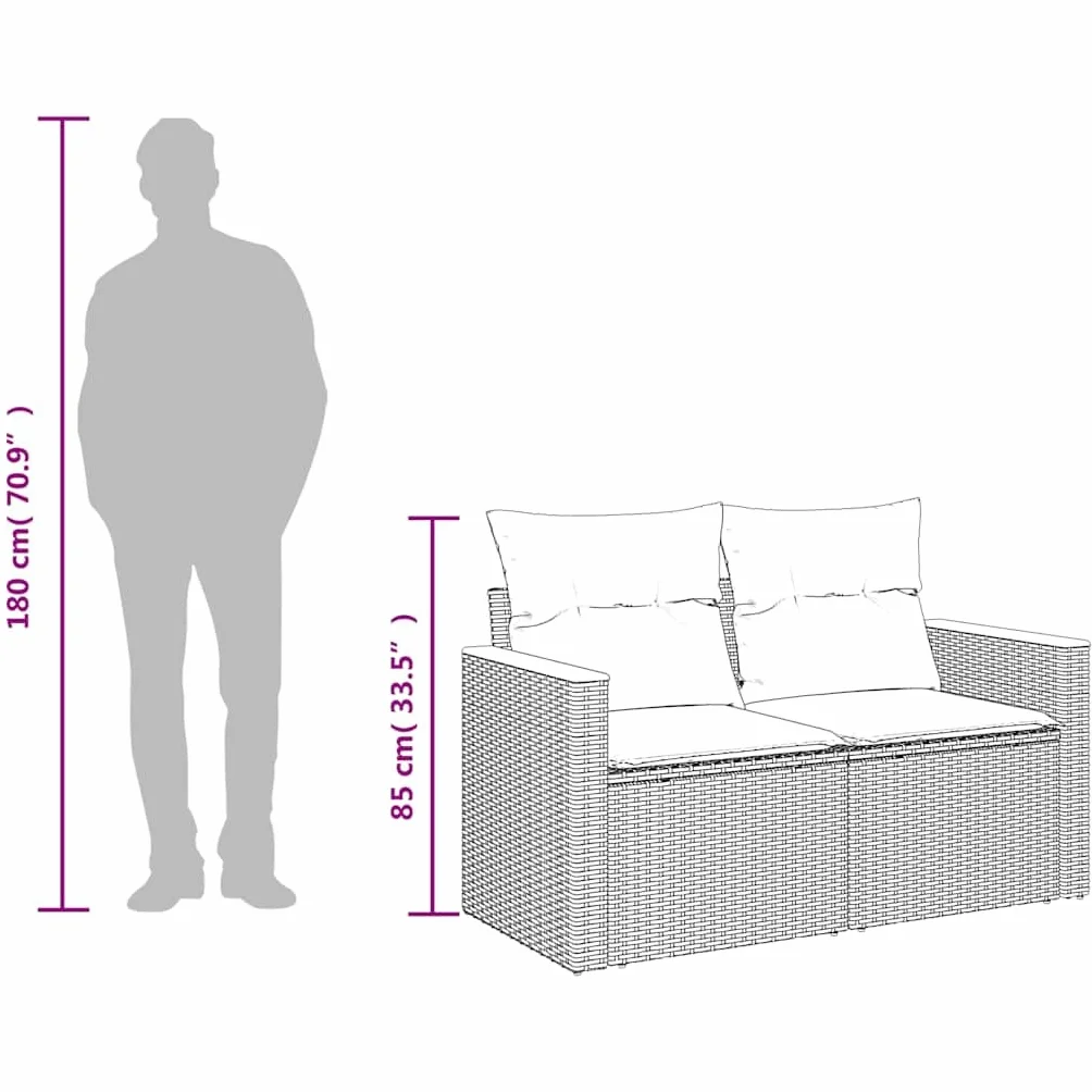 vidaXL Canapé de Jardin 2 Places avec Coussins, Résine Tressée Gris