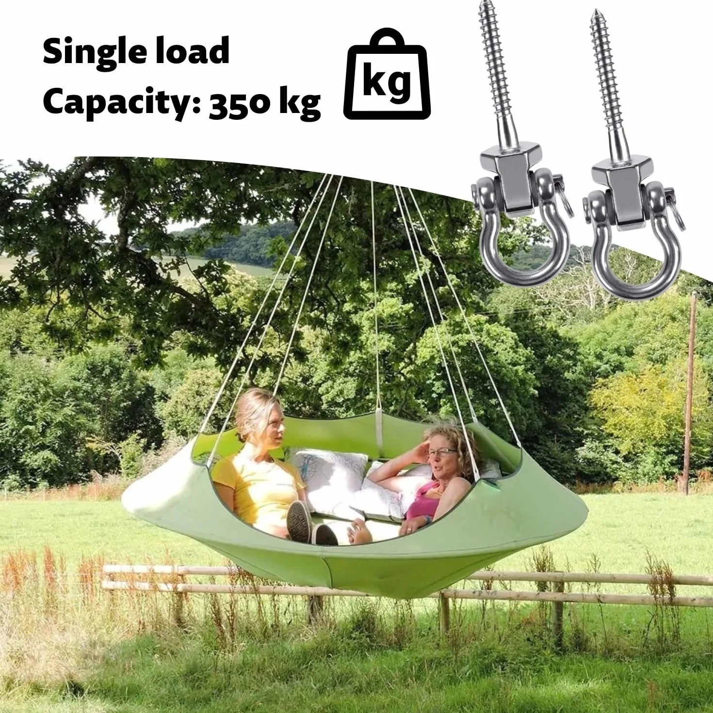 Crochets de balançoire robustes en acier inoxydable pour poutres en bois plafond hamac lot de 2
