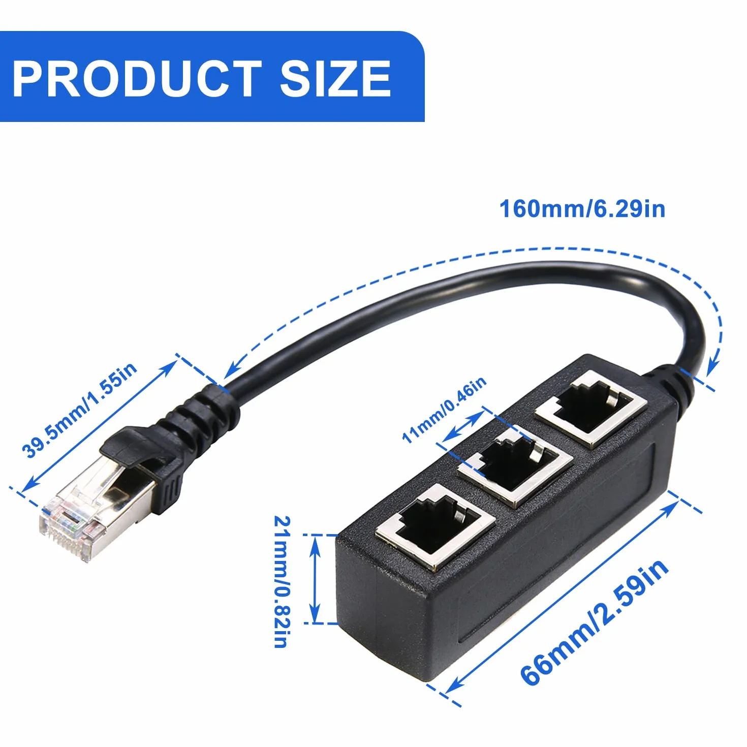 Câble répartiteur Ethernet RJ45 1 mâle vers 3 ports LAN femelles Cat5 Cat5e Cat6 Cat7