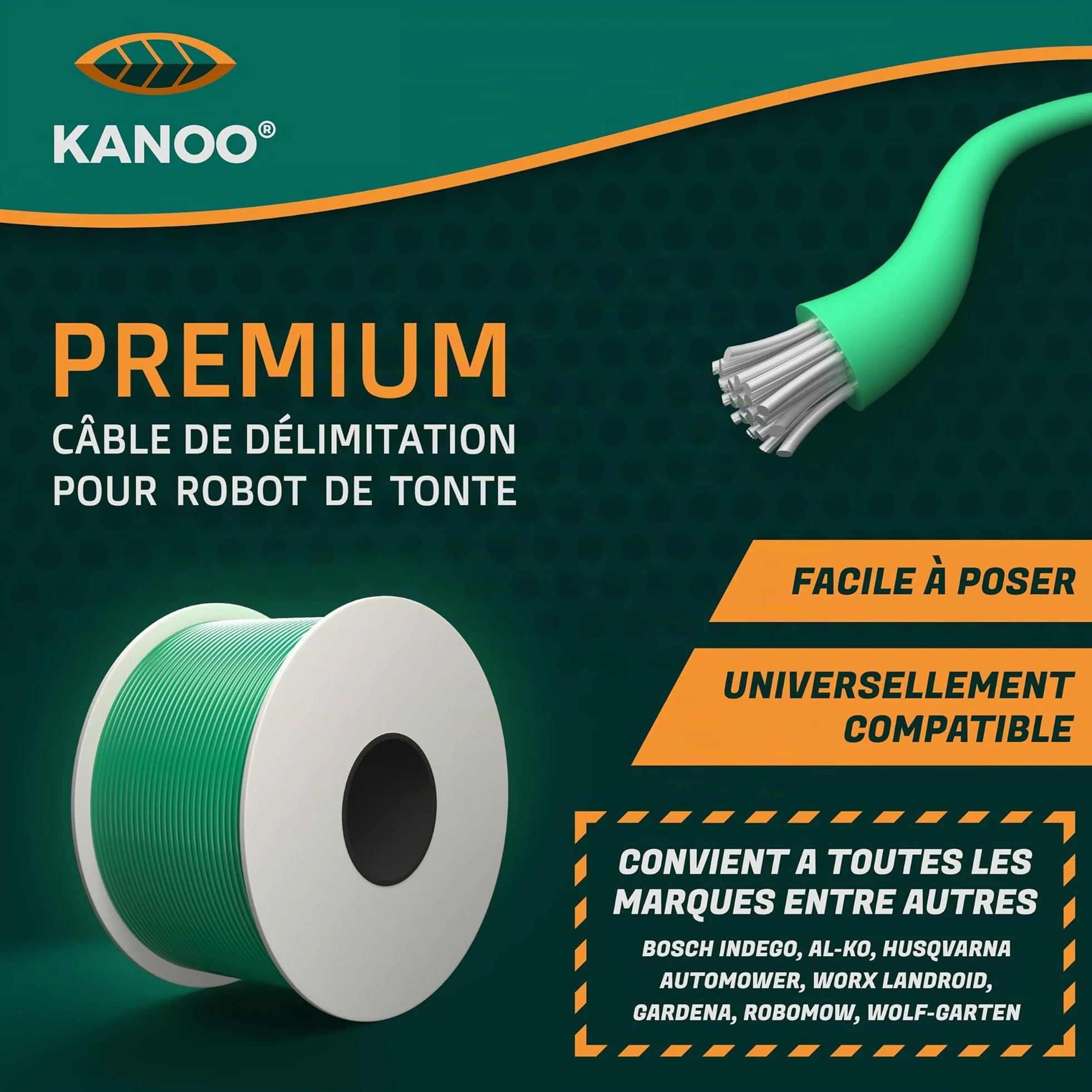 Câble de délimitation universel pour robot tondeuse - Fil en cuivre de qualité - Compatible Husqvarna, Gardena, Bosch, Worx