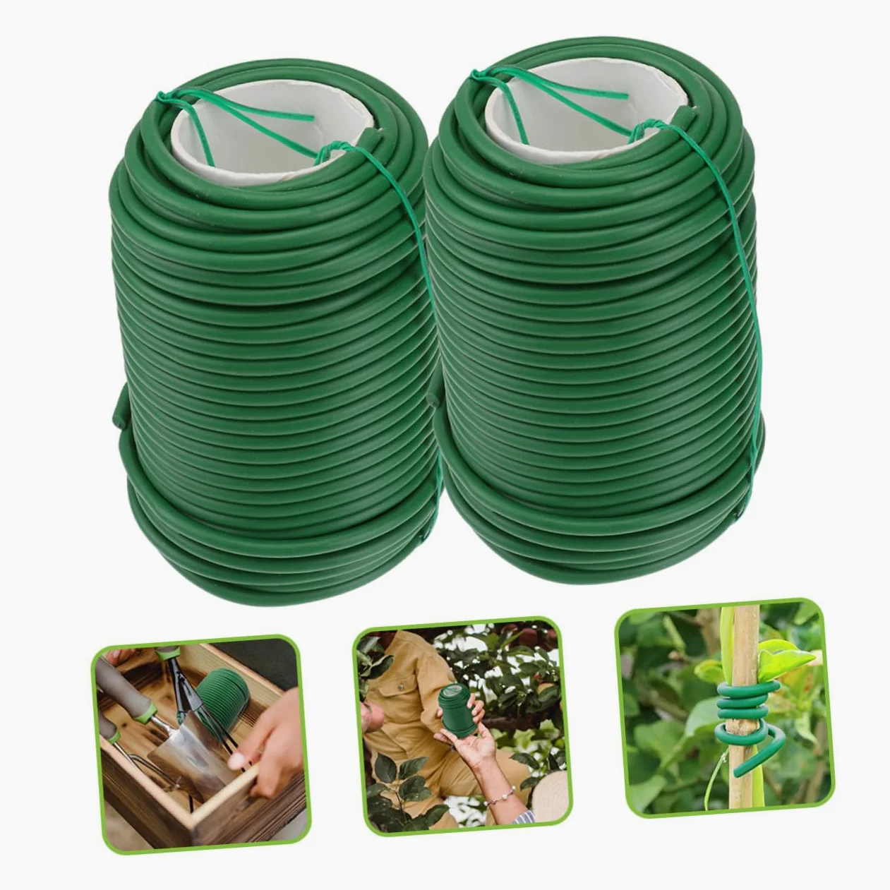 DOITOOL Liens de Fixation Flexibles pour Plantes Grimpantes et Jardinage, 2 Rouleaux 3,5 Mm X 20 M, Attaches Clips Câbles Résistantes en TPR pour Vigne, Arbustes et Treillis Extérieur