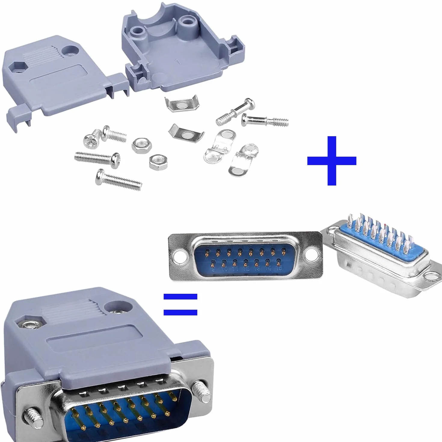 D-SUB 15 Pin RS232 DB15 Serial Adapter PCB Connector Plastic Cover
